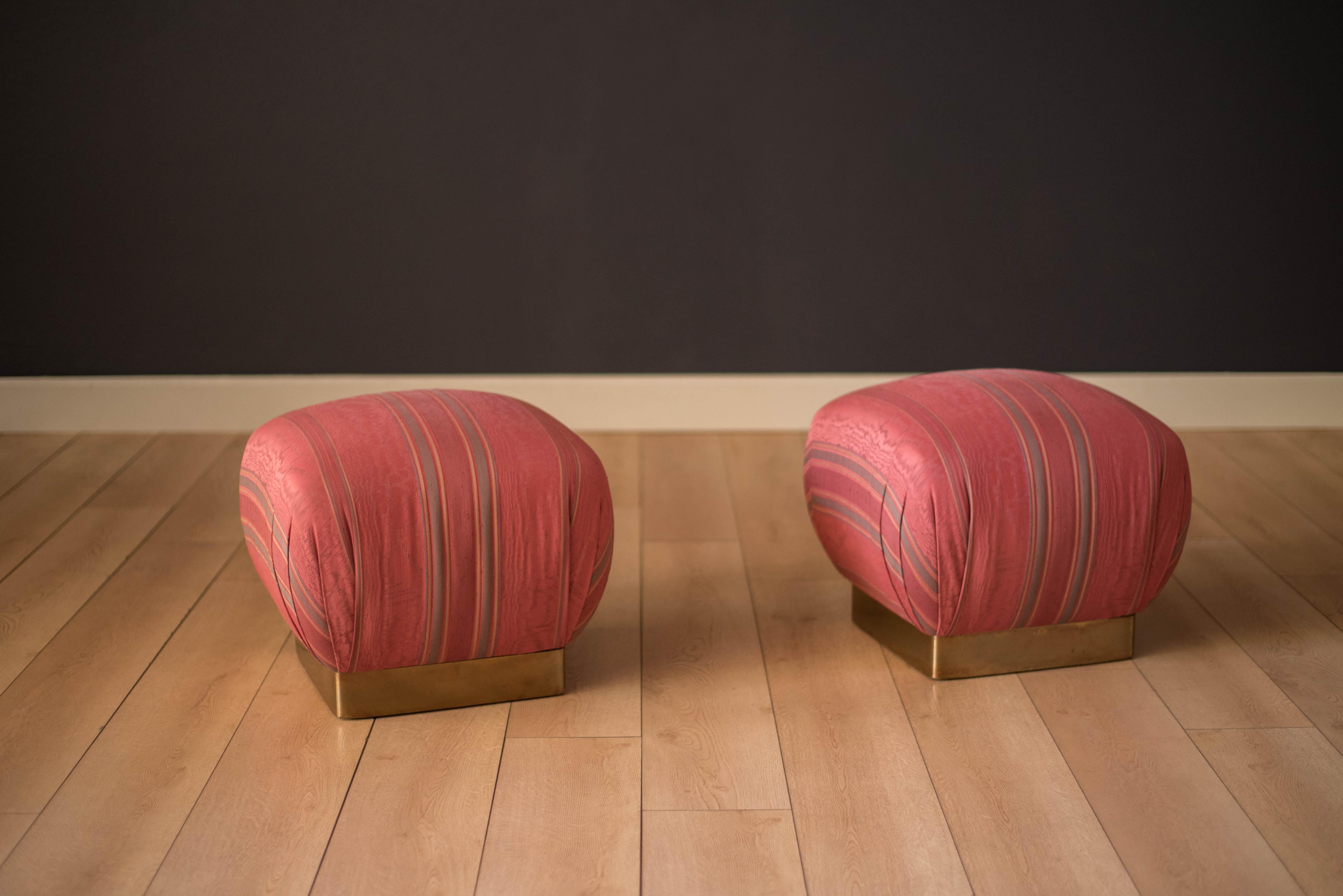 Mid-Century Modern Pair of Vintage Marge Carson Brass Poufs