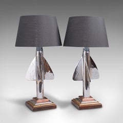 Pair of Vintage Maritime Desk Lamps, English, Ship's Log, Table Light, C.1930