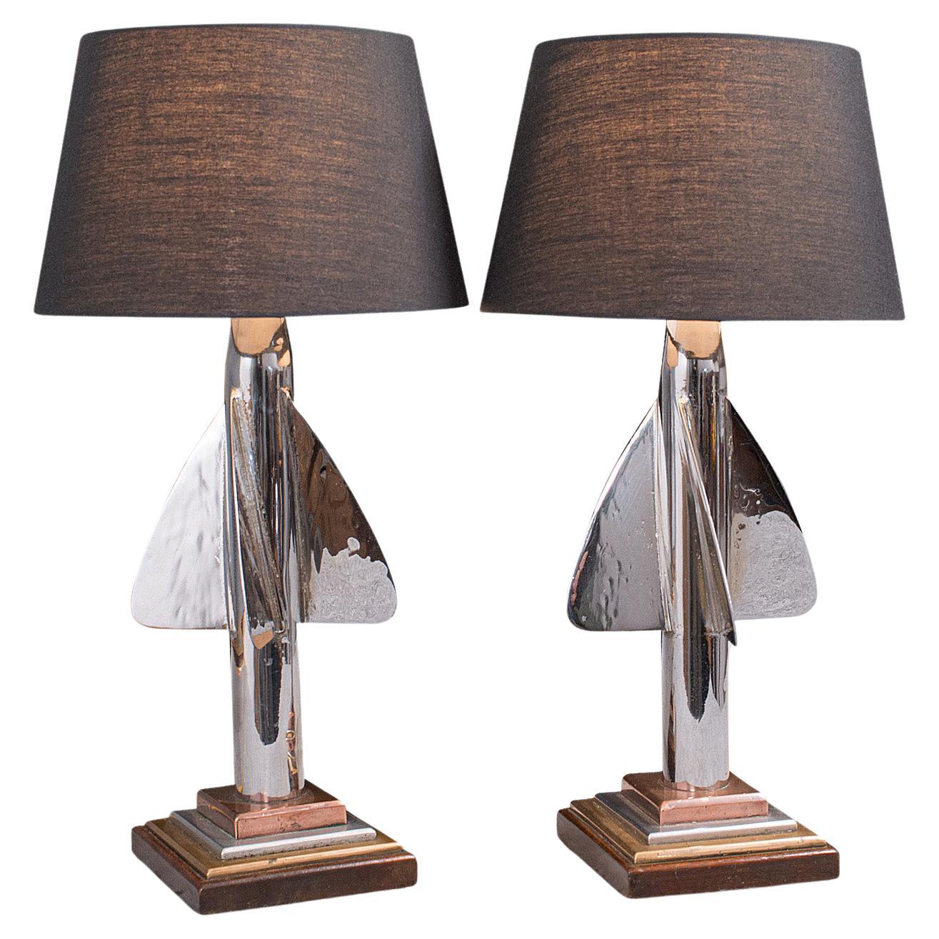Pair of Vintage Maritime Desk Lamps, English, Ship's Log, Table Light, C.1930 For Sale
