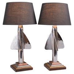 Pair of Vintage Maritime Desk Lamps, English, Ship's Log, Table Light, C.1930
