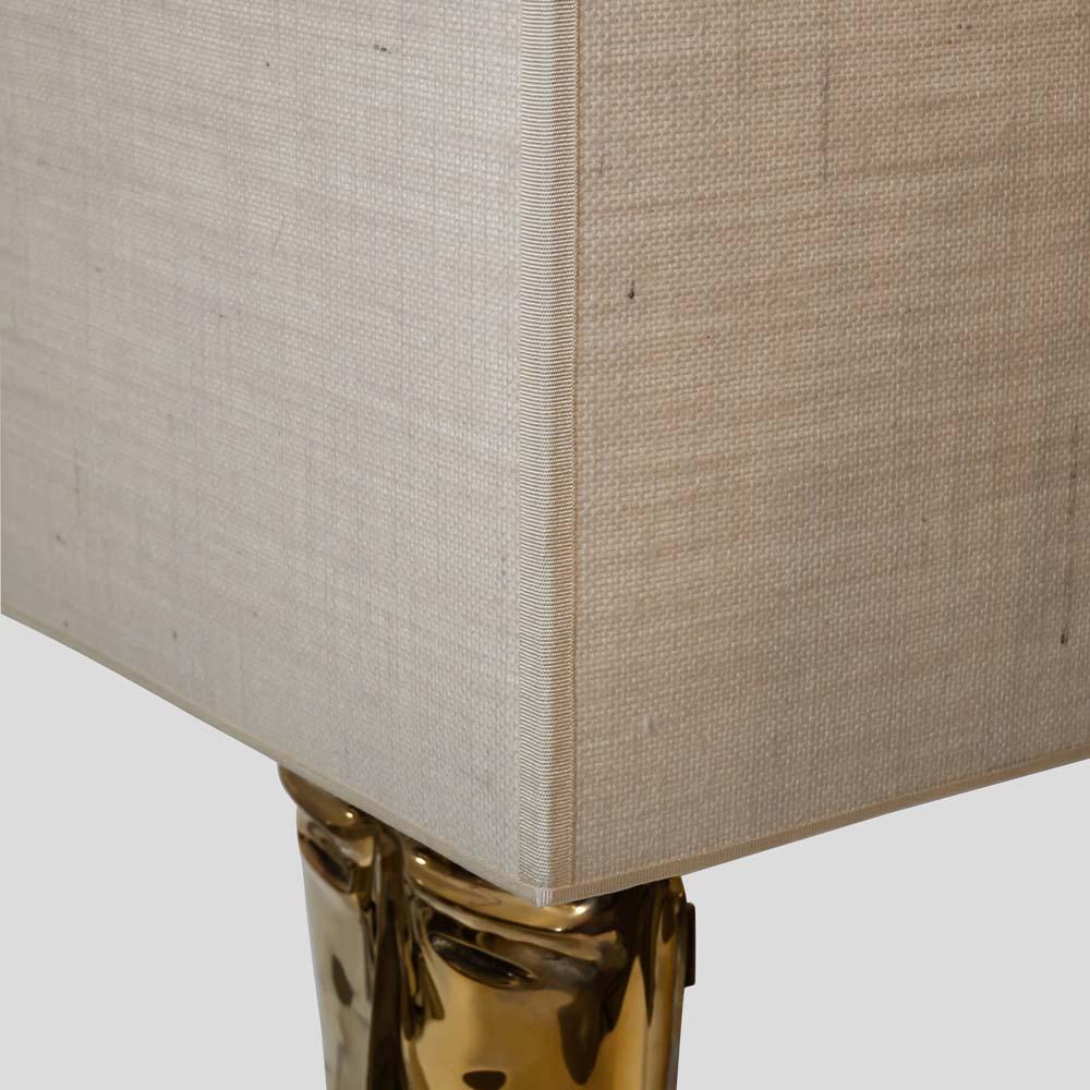 Pair of Italian design  Masks Table Lamps cast Brass Travertine  Marble Base  For Sale 5