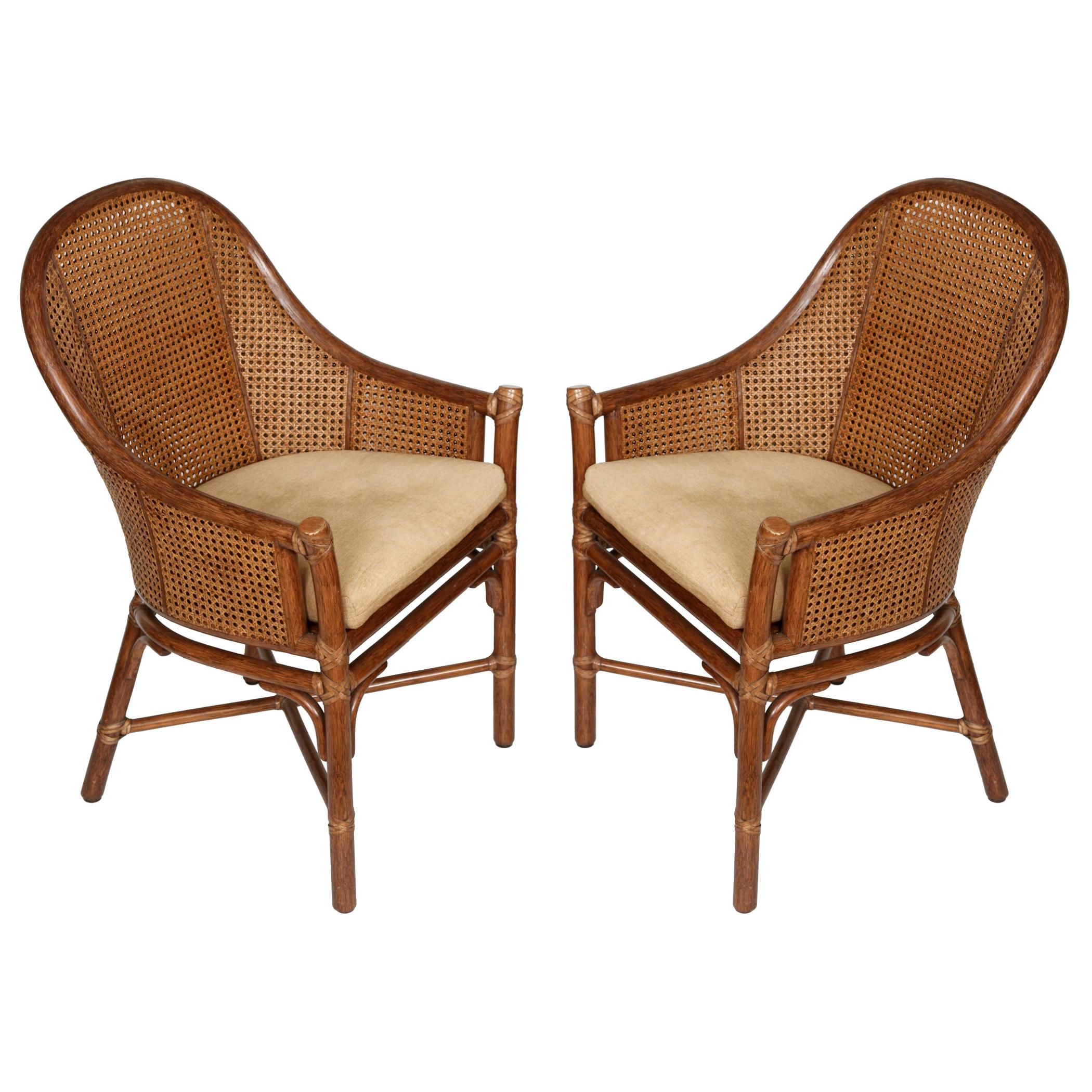 Pair of Vintage McGuire Caned Armchairs