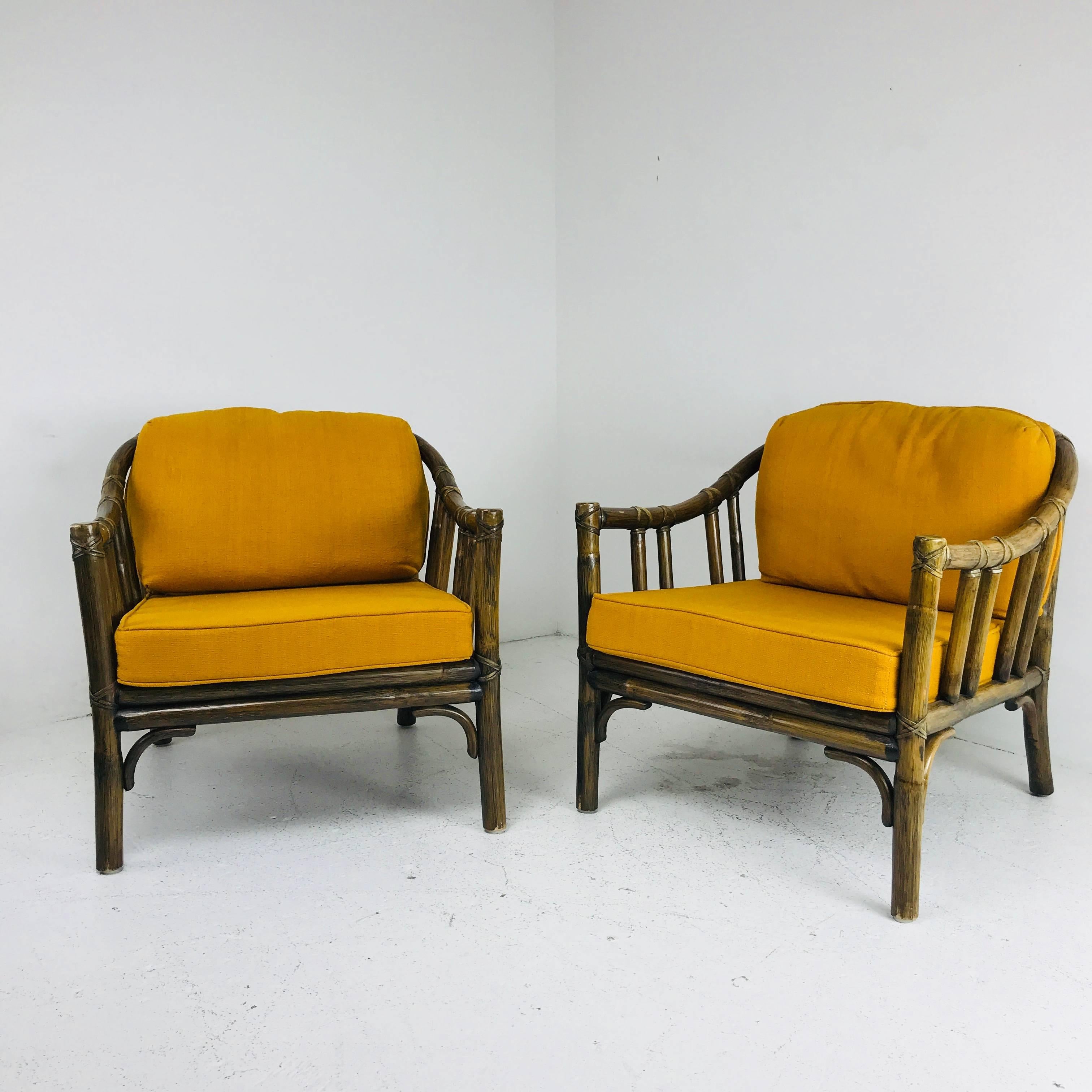 Mid-Century Modern Pair of Vintage McGuire Lounge Chairs