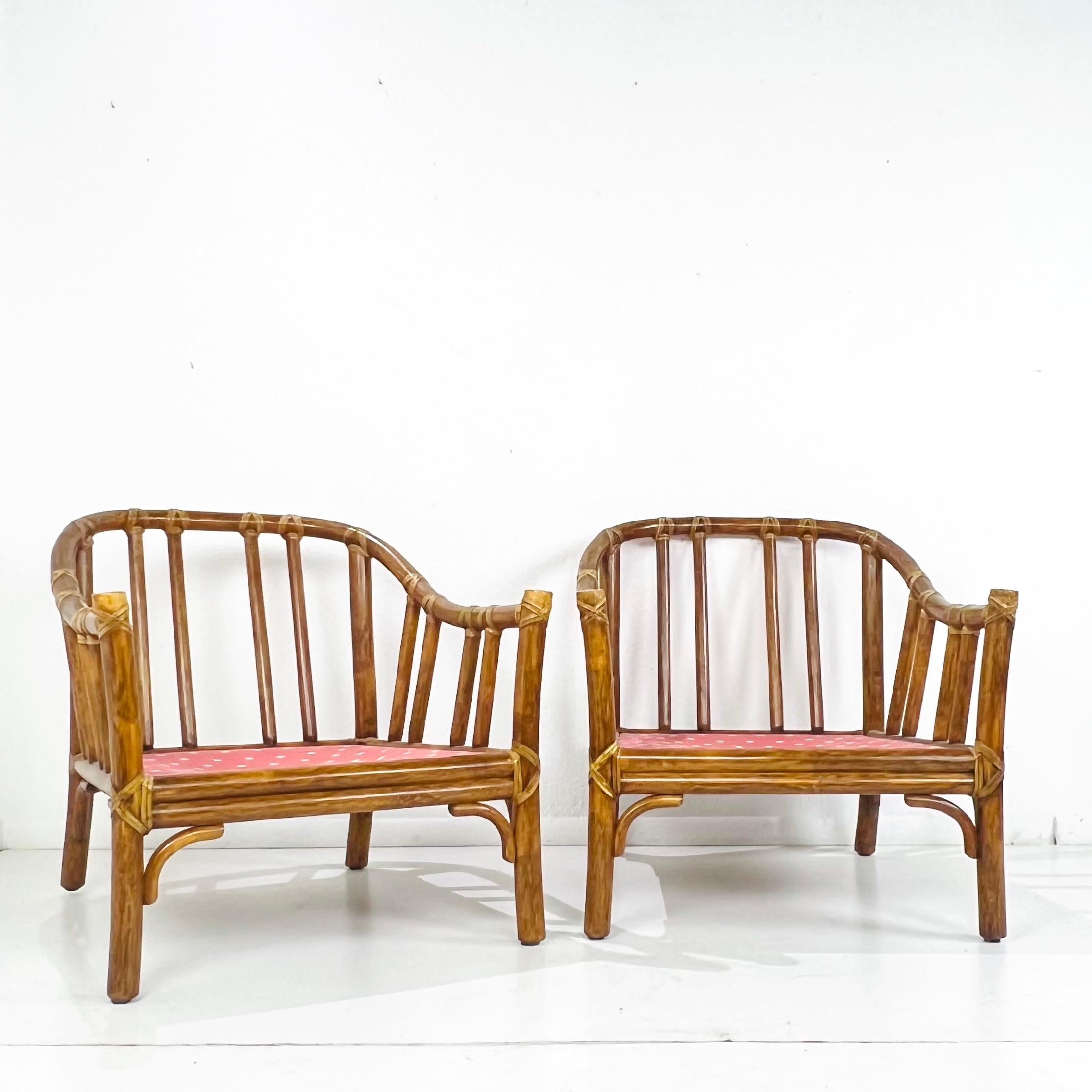 Pair of Vintage McGuire Rattan Armchairs 13