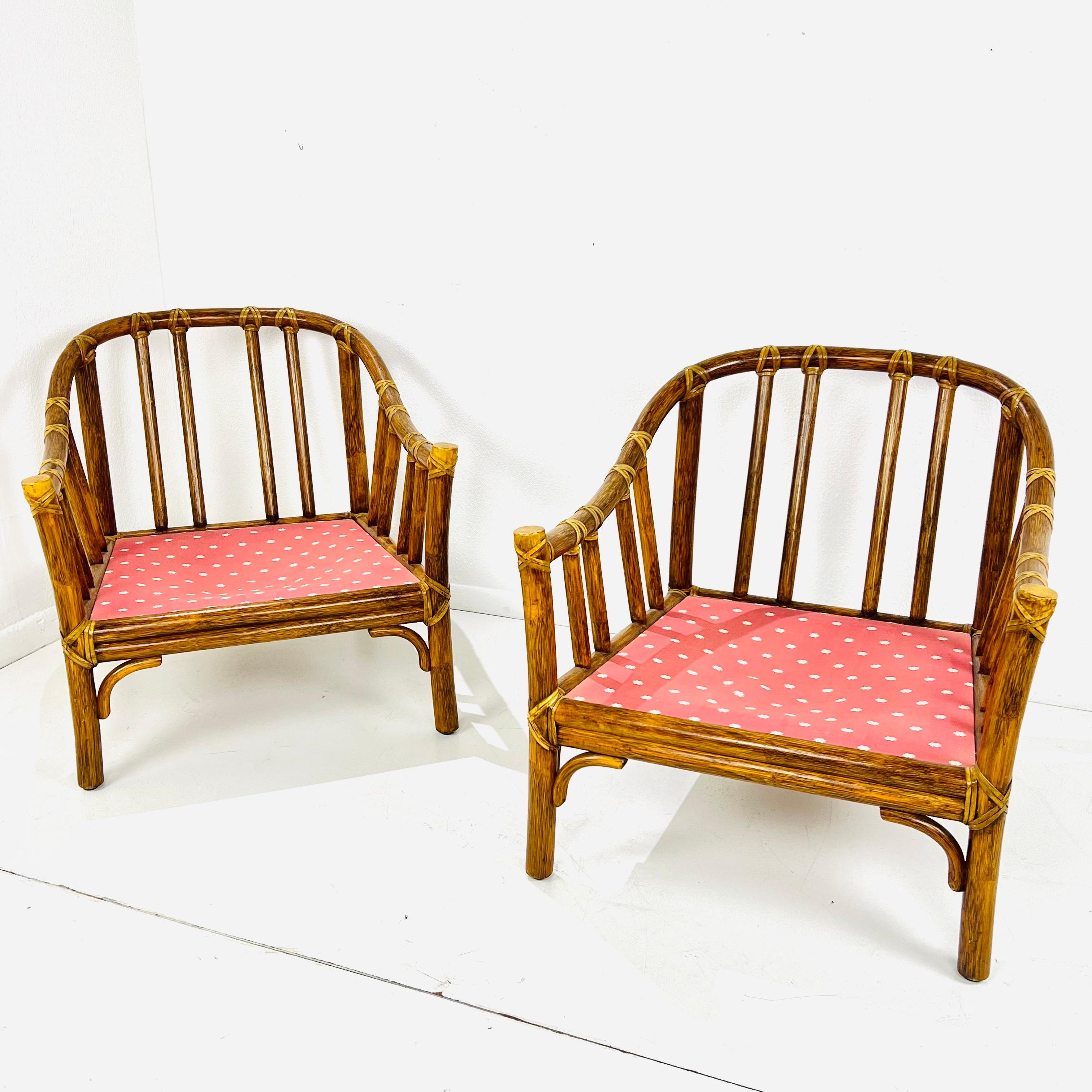 American Pair of Vintage McGuire Rattan Armchairs