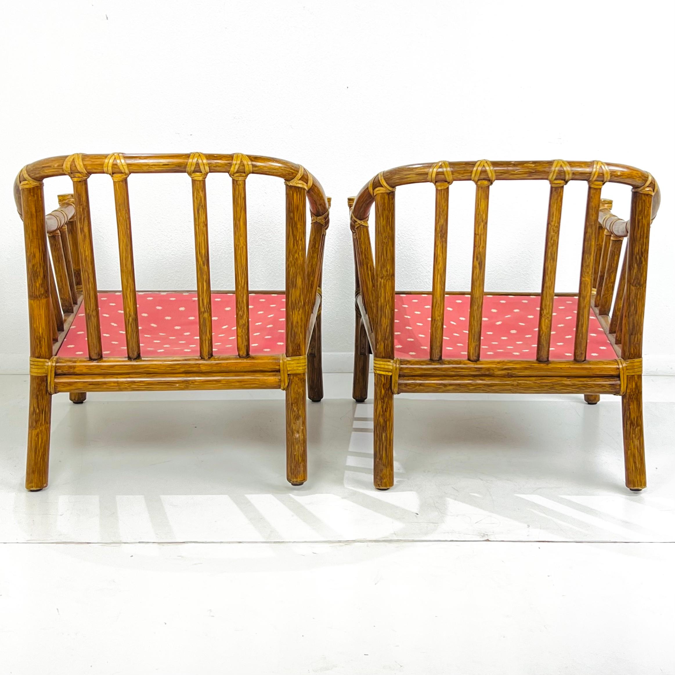 Pair of Vintage McGuire Rattan Armchairs In Good Condition In Dallas, TX