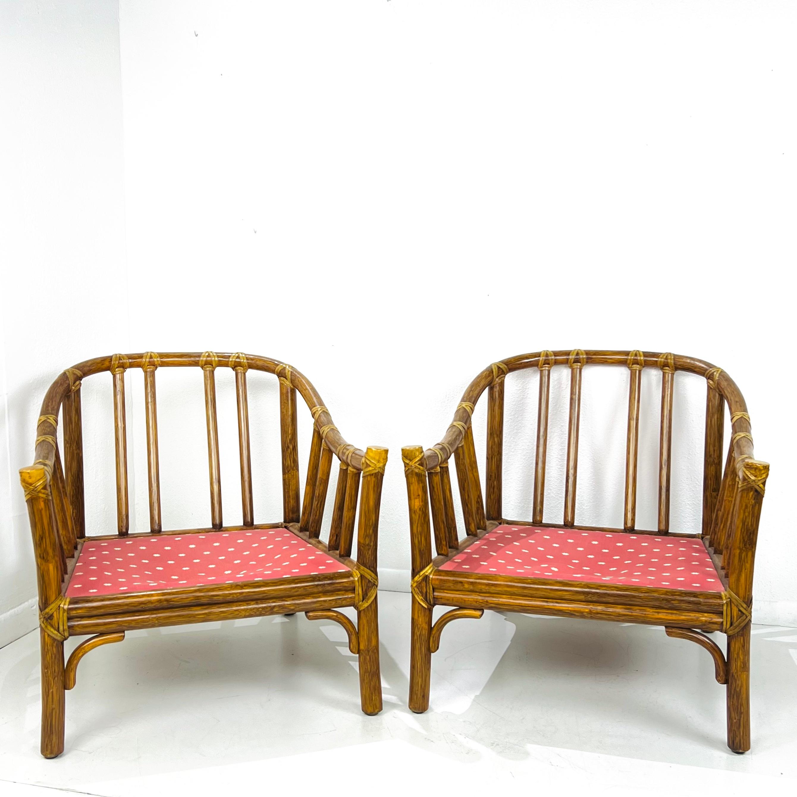 Pair of Vintage McGuire Rattan Armchairs 1