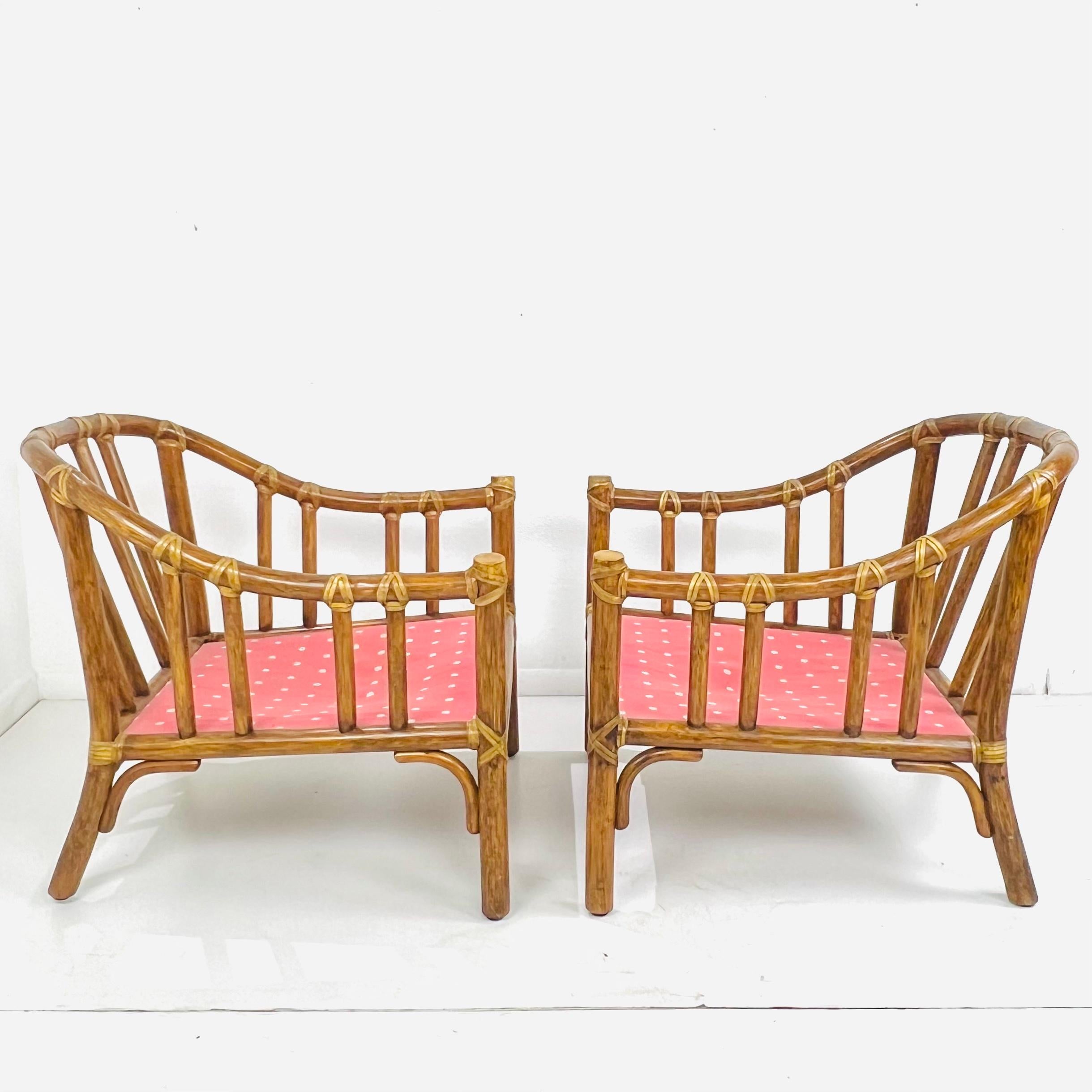 Pair of Vintage McGuire Rattan Armchairs 2