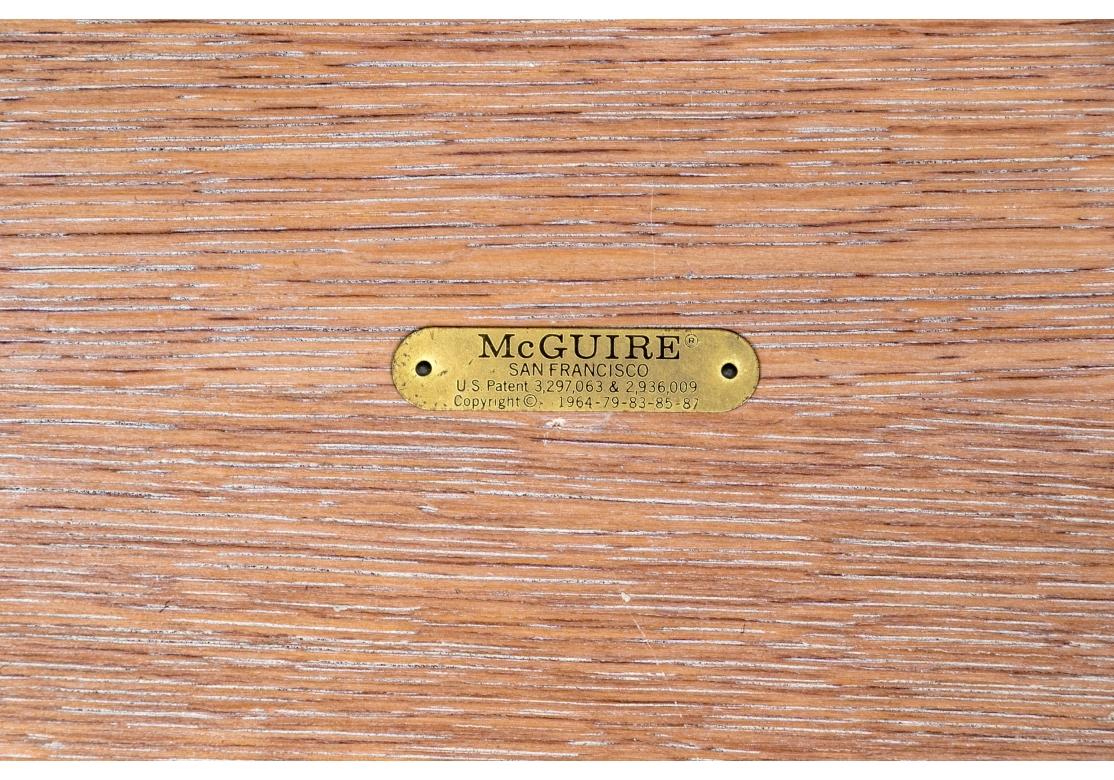 Pair Of Vintage McGuire Rattan Drum Tables With Stone Top Circa 1987 For Sale 4
