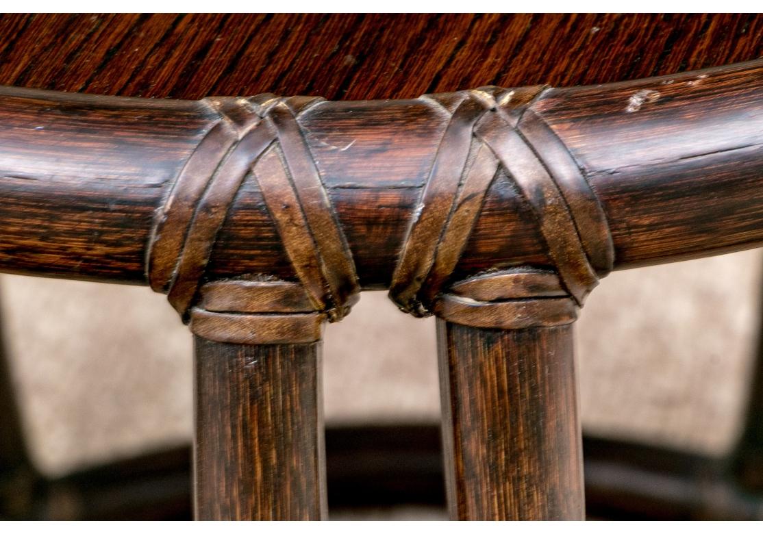 Filippino Coppia di tavolini in rattan McGuire d'epoca a forma di tamburo in vendita