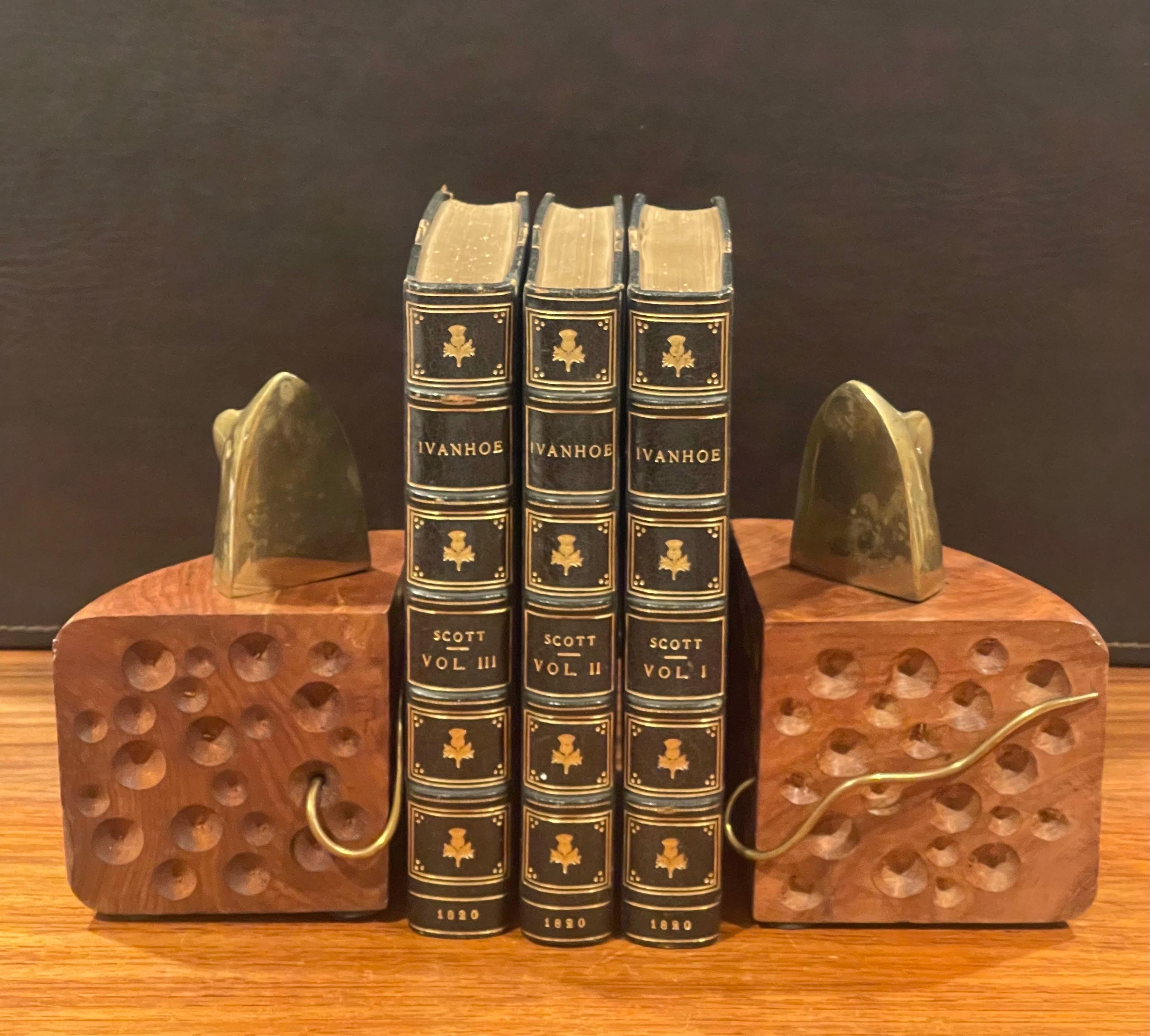 Pair of Vintage MCM Mouse / Cheese Wedge Bookends For Sale 1