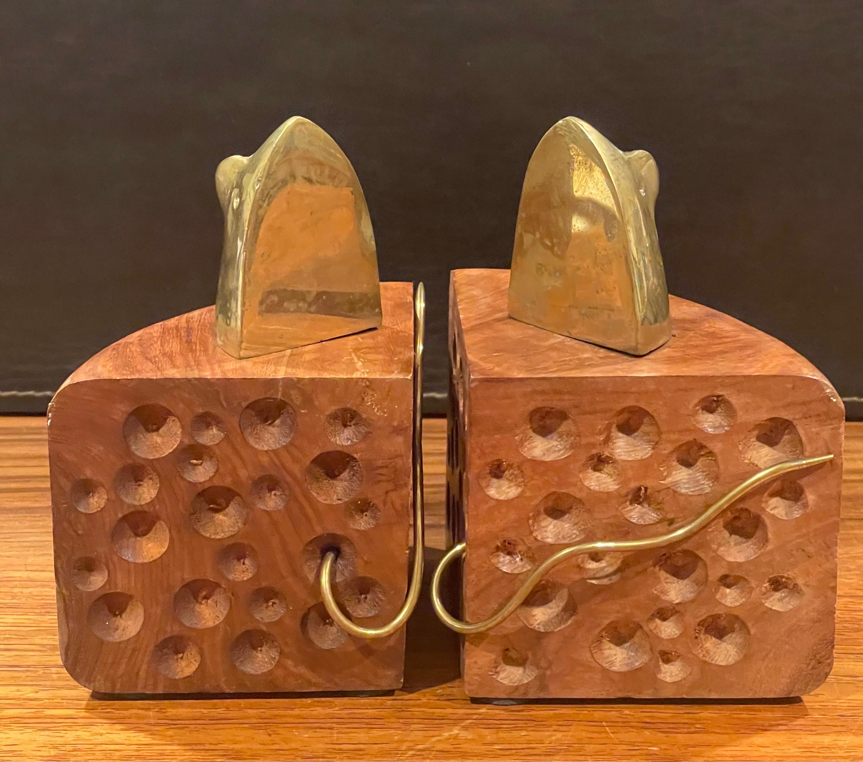 Pair of Vintage MCM Mouse / Cheese Wedge Bookends In Good Condition For Sale In San Diego, CA