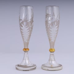 Pair of Vintage Mercury Glass Flutes or Champagne Glasses