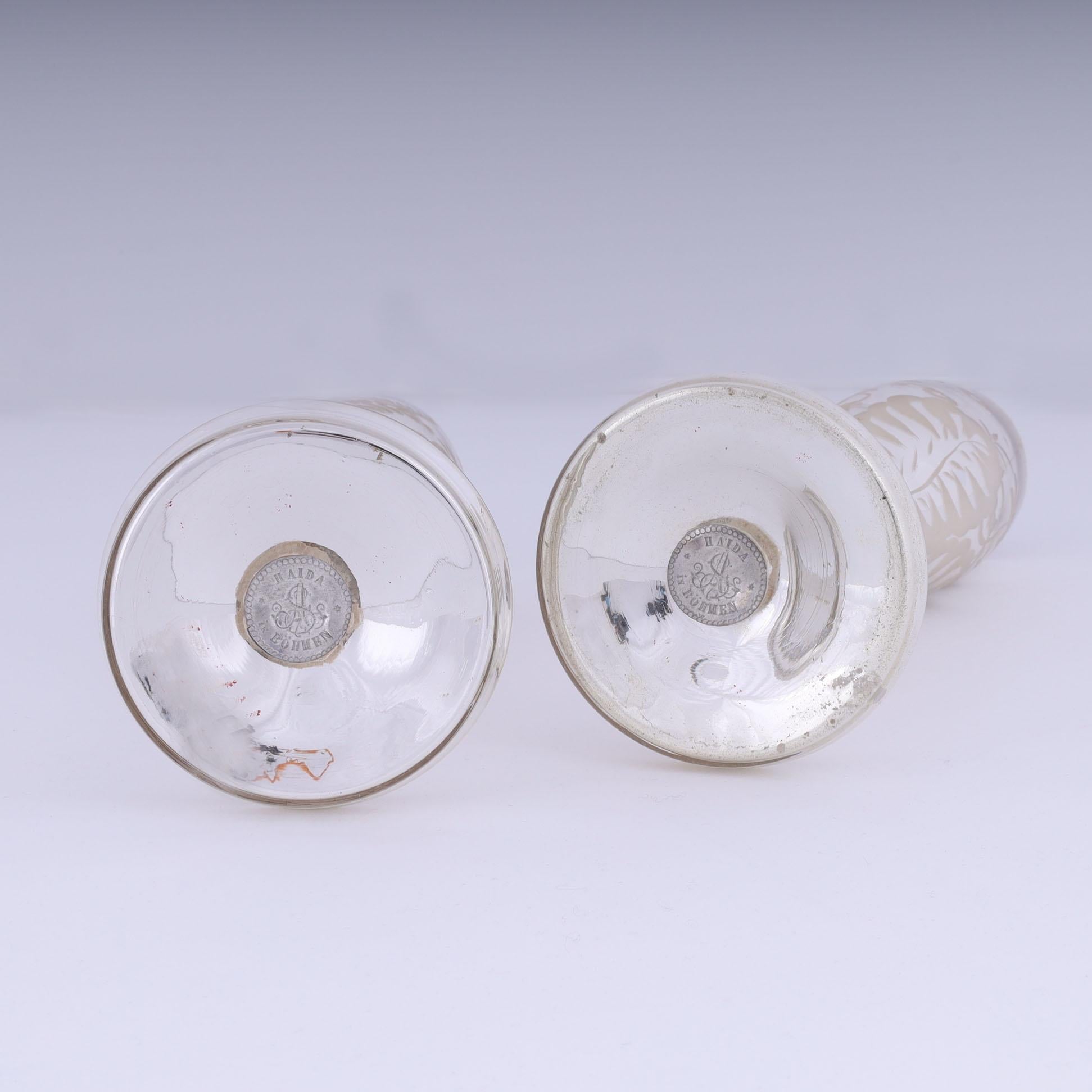 Paar Vintage-Quecksilberglas-Flöten- oder Champagnergläser aus Quecksilberglas (20. Jahrhundert) im Angebot