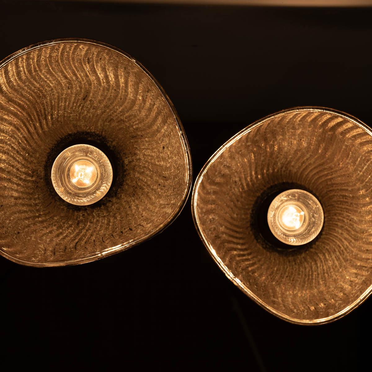 Pair of Vintage Mercury Glass Pendant Lights with Aged Brass Fittings by MORCO For Sale 11