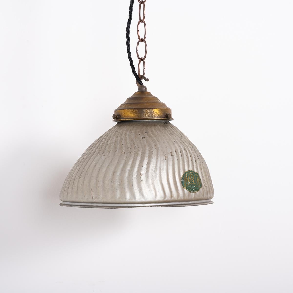 Early 20th Century Pair of Vintage Mercury Glass Pendant Lights with Aged Brass Fittings by MORCO For Sale