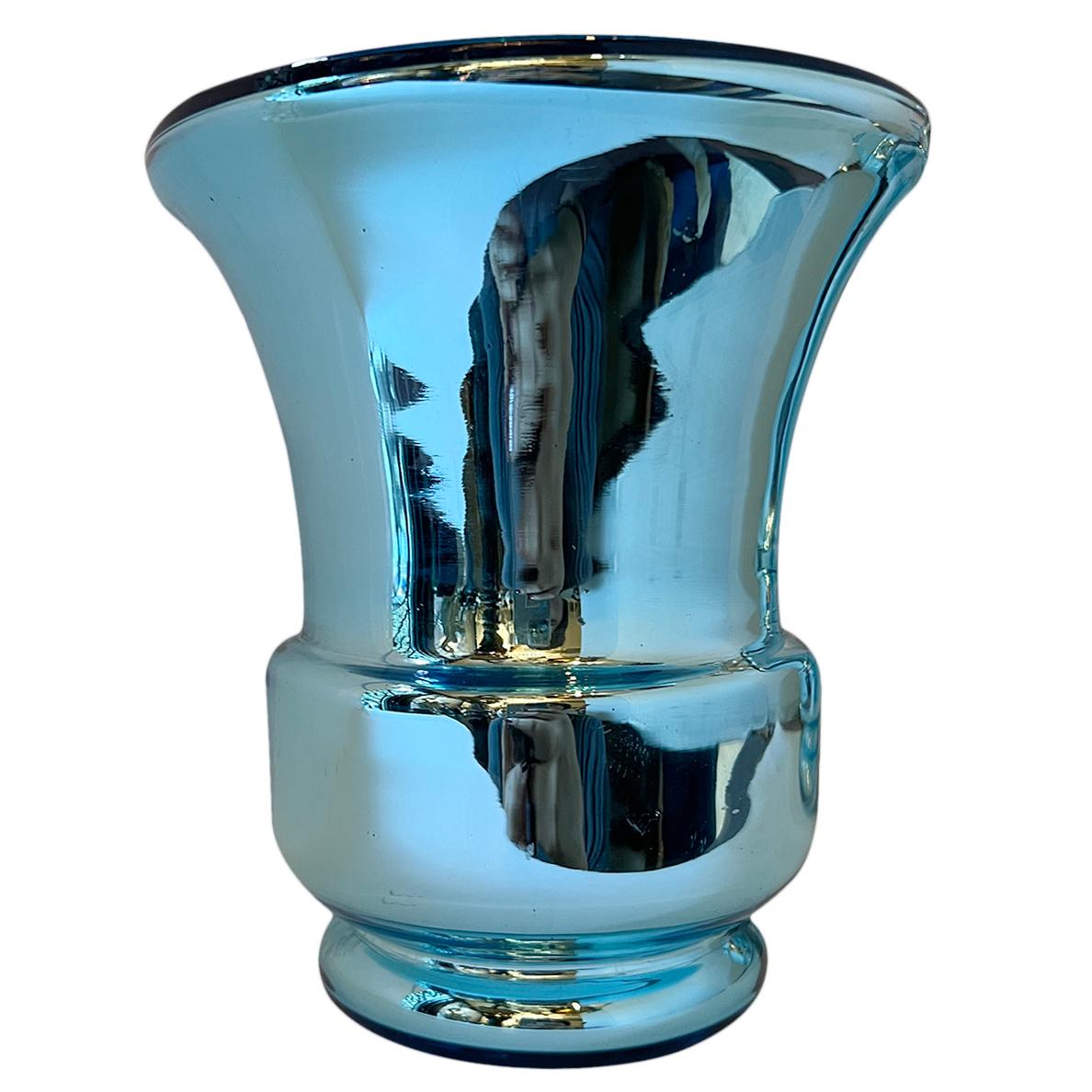 blue mercury glass vase