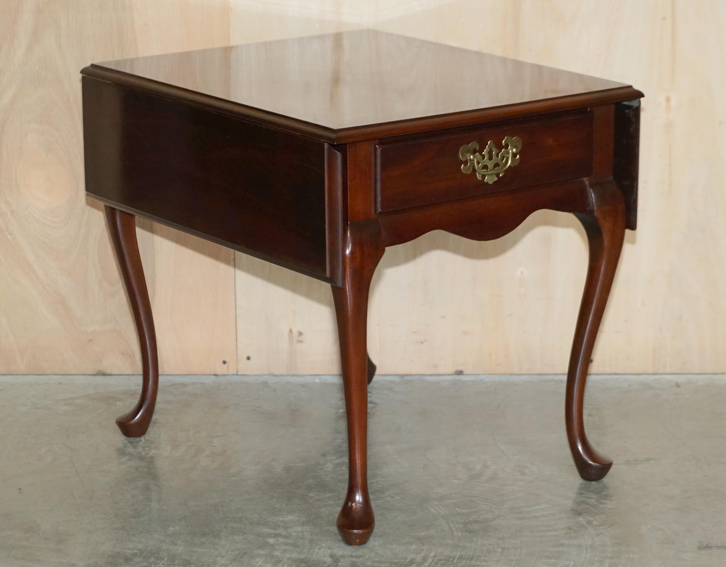 We are delighted to offer for sale this stunning pair of Chippendale style Pembroke tables which are large side table sized, in Mahogany with brass handles made by Mersman Tables Somers Corporation.

These are a very good looking and well made
