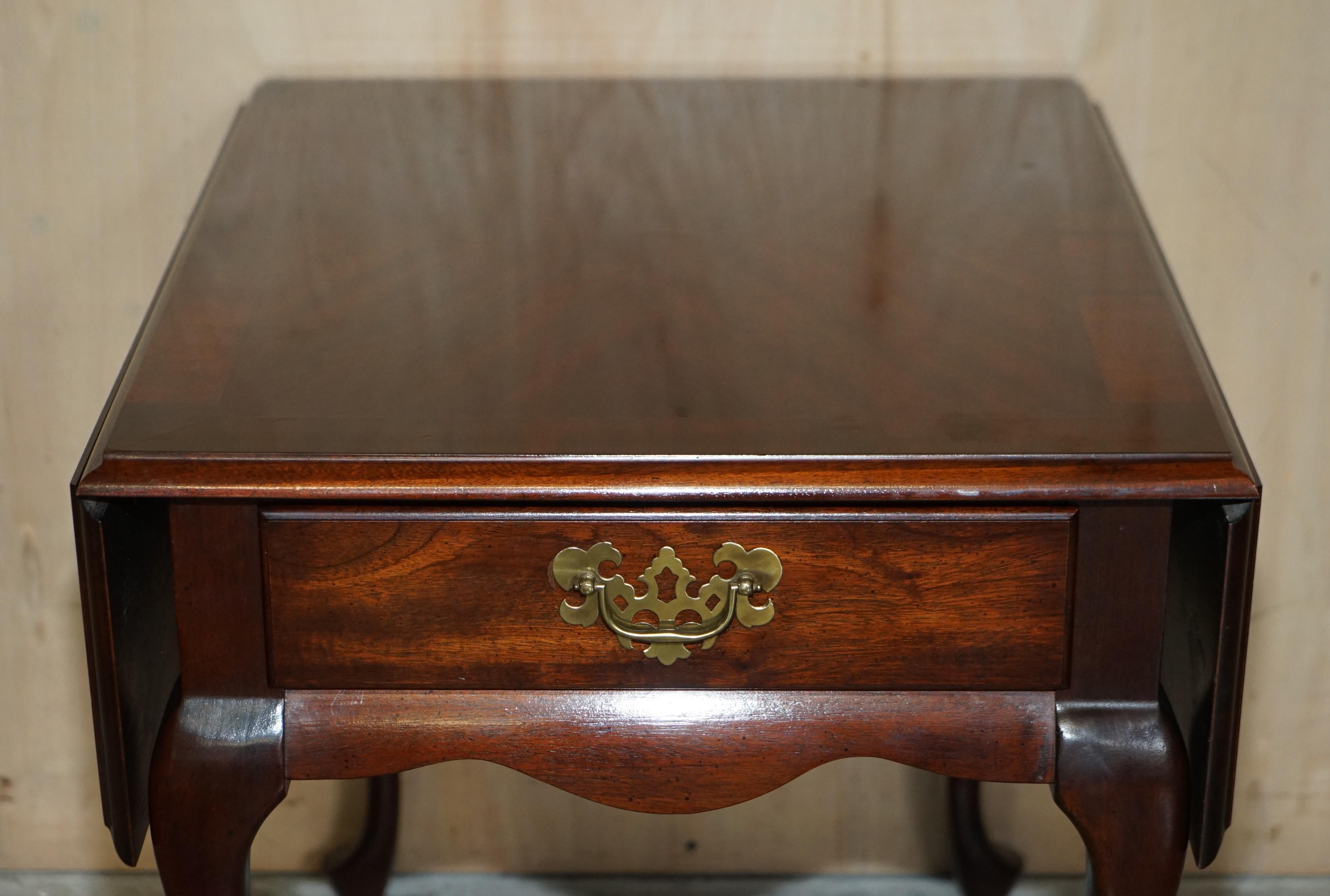 English Pair of Vintage Mersaman Tables Pembroke Style Extending Side End Lamp Tables