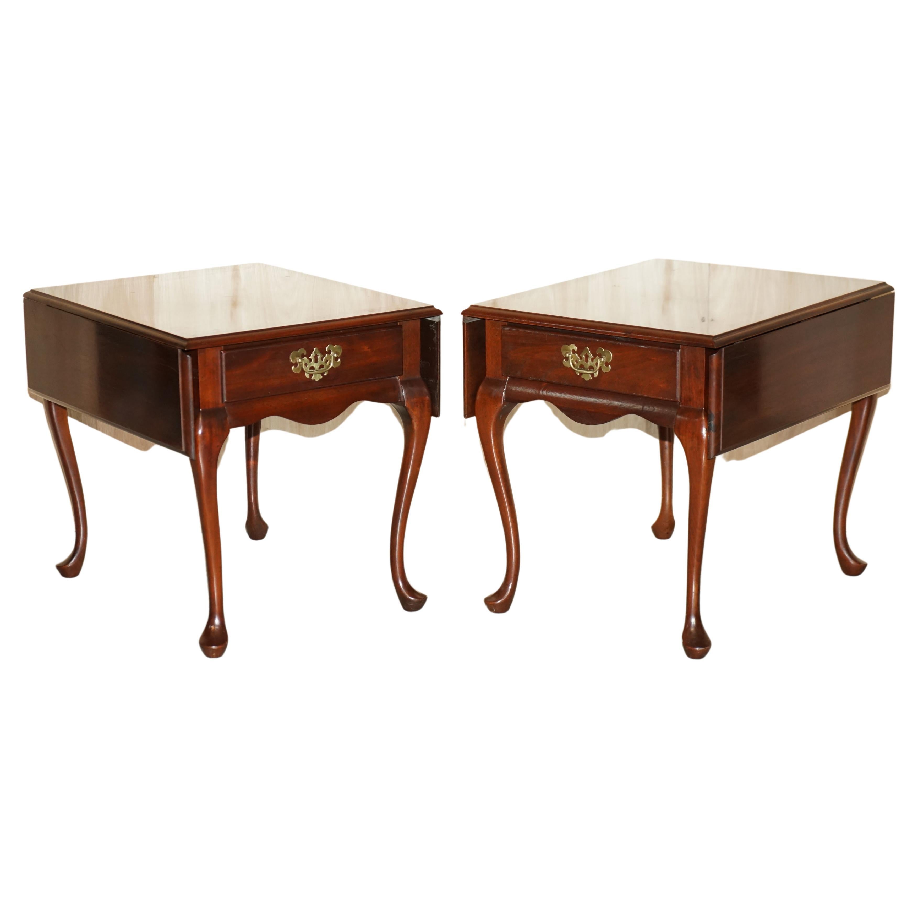 Pair of Vintage Mersaman Tables Pembroke Style Extending Side End Lamp Tables