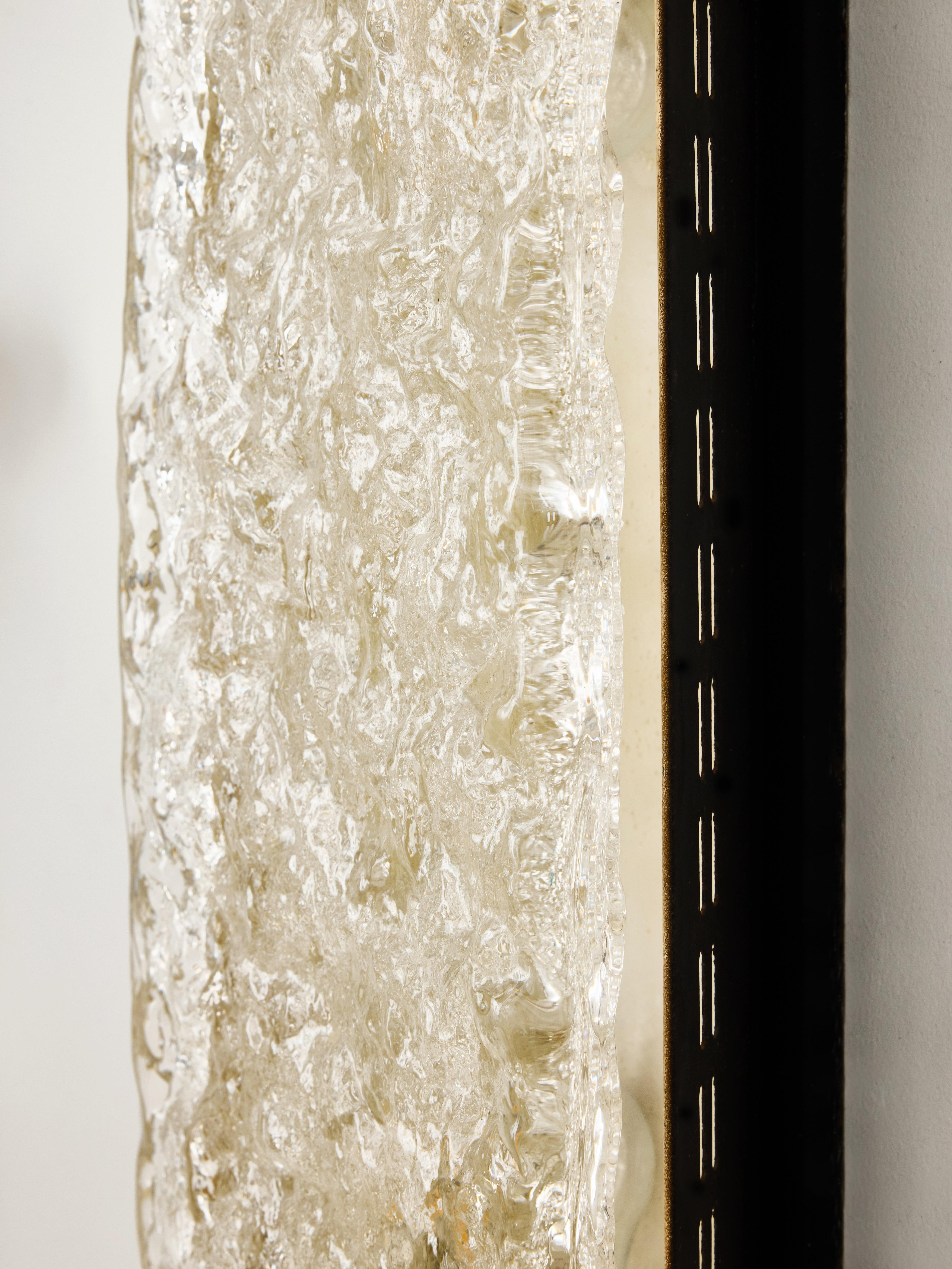 Pair of Vintage Metal and Molded Glass Wall Sconces For Sale 1