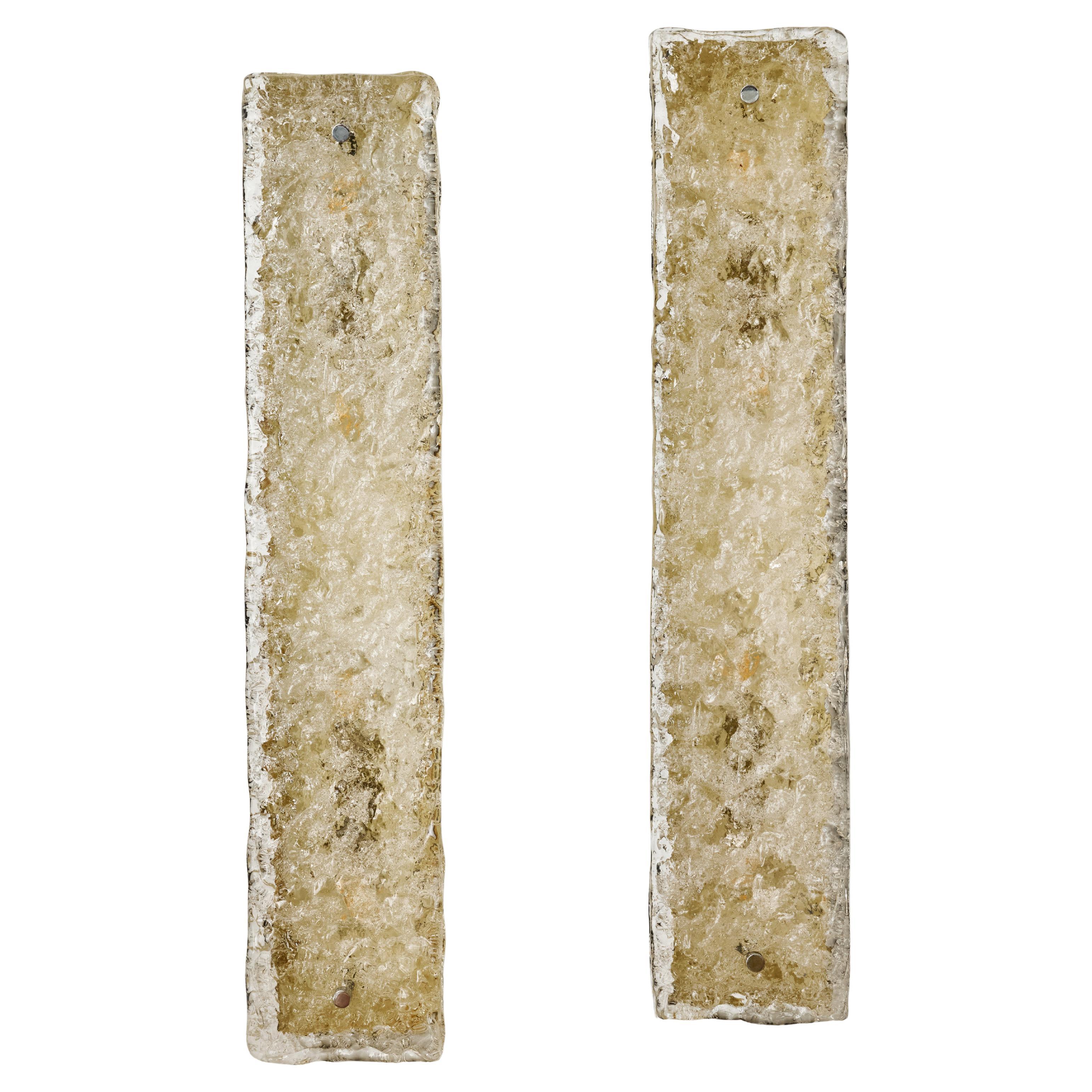Pair of Vintage Metal and Molded Glass Wall Sconces