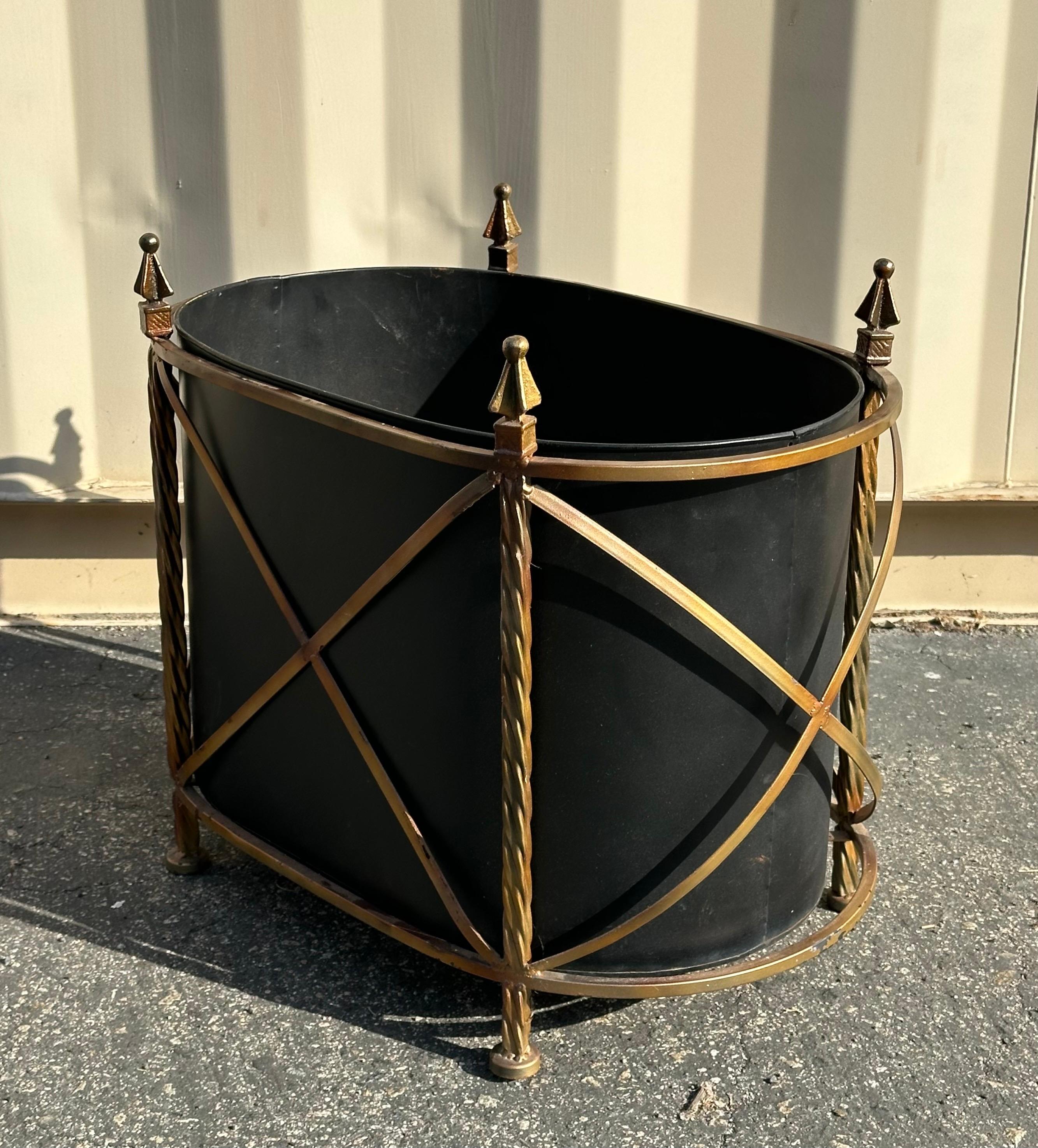 Pair of Vintage Metal and Wrought Iron Jardinieres / Planters 5