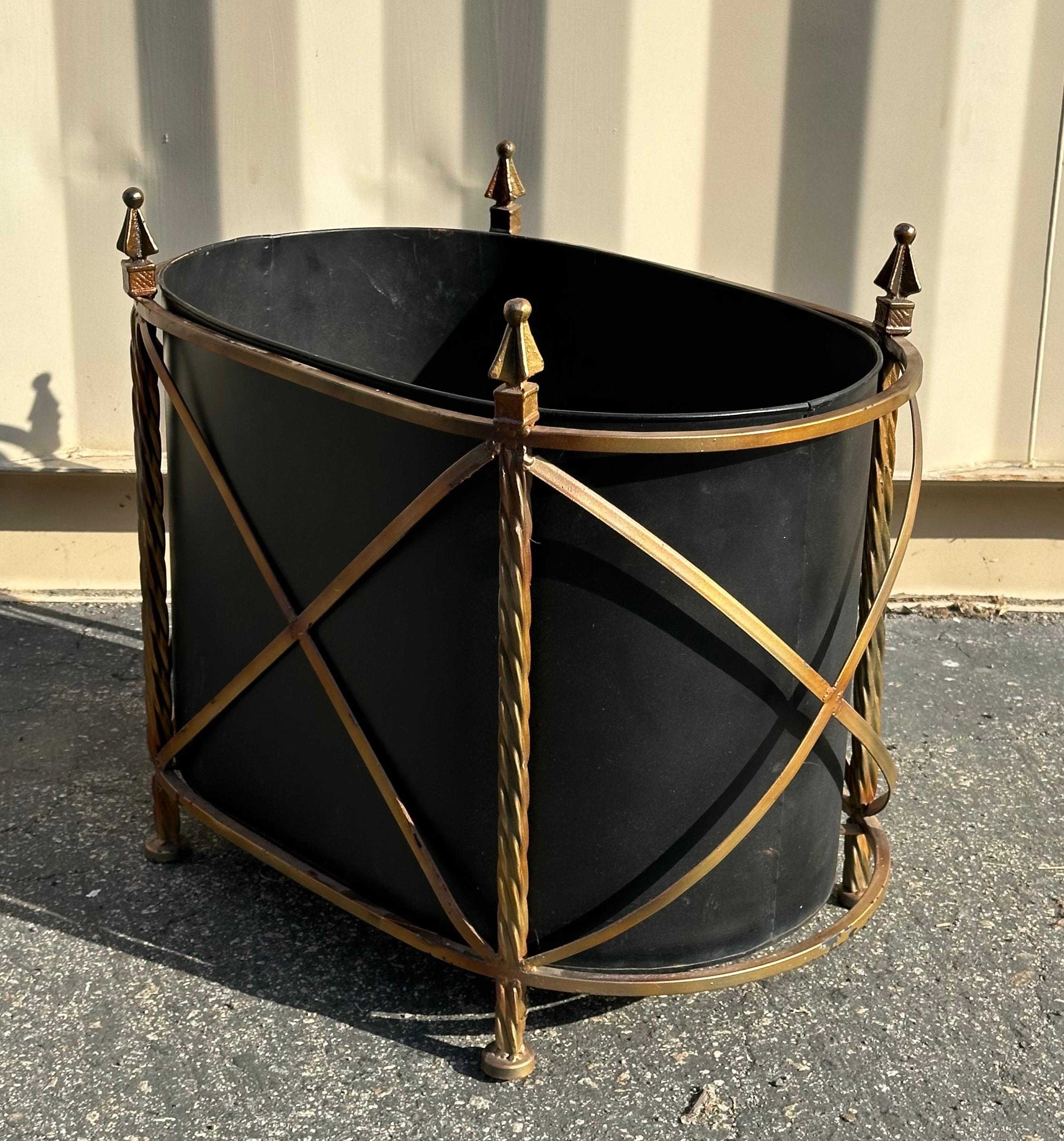 Pair of Vintage Metal and Wrought Iron Jardinieres / Planters 7