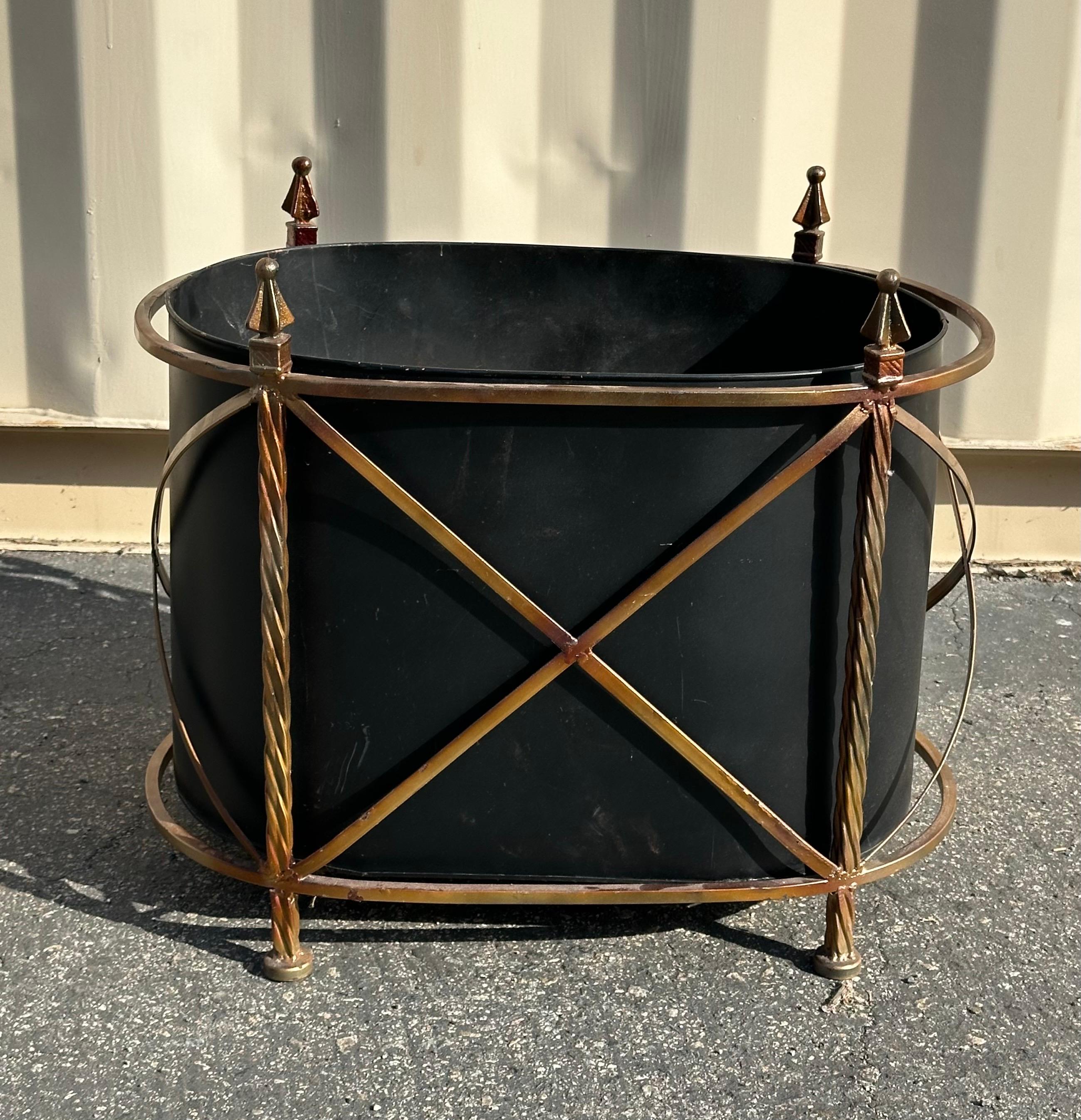 Pair of Vintage Metal and Wrought Iron Jardinieres / Planters 8