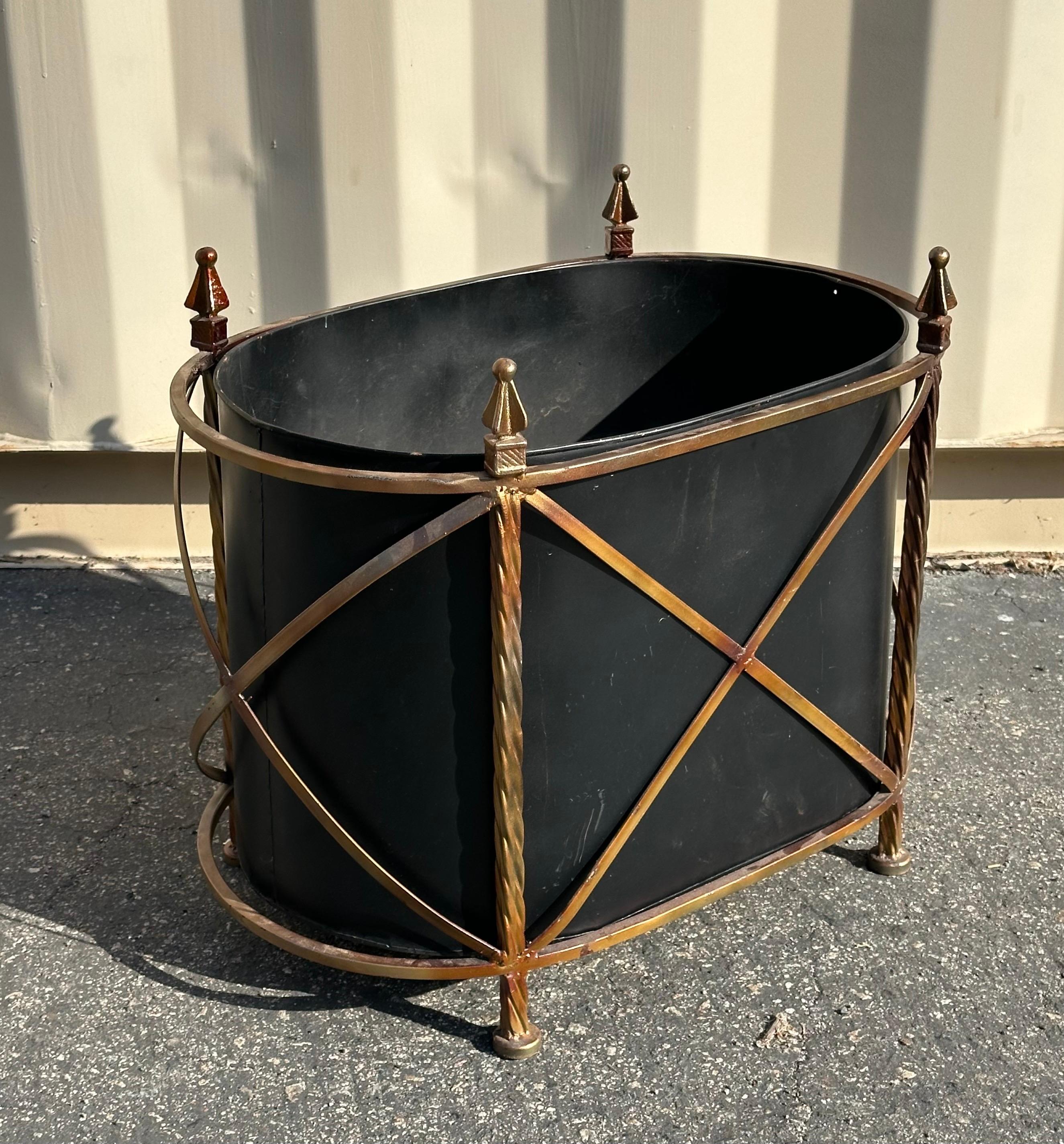 Pair of Vintage Metal and Wrought Iron Jardinieres / Planters 9