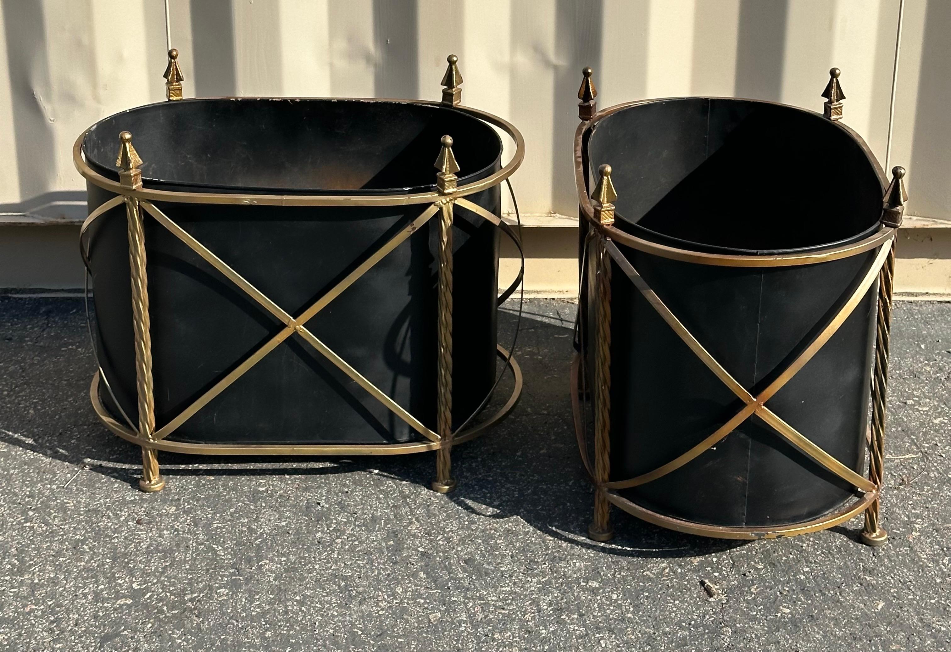 Pair of Vintage Metal and Wrought Iron Jardinieres / Planters 2