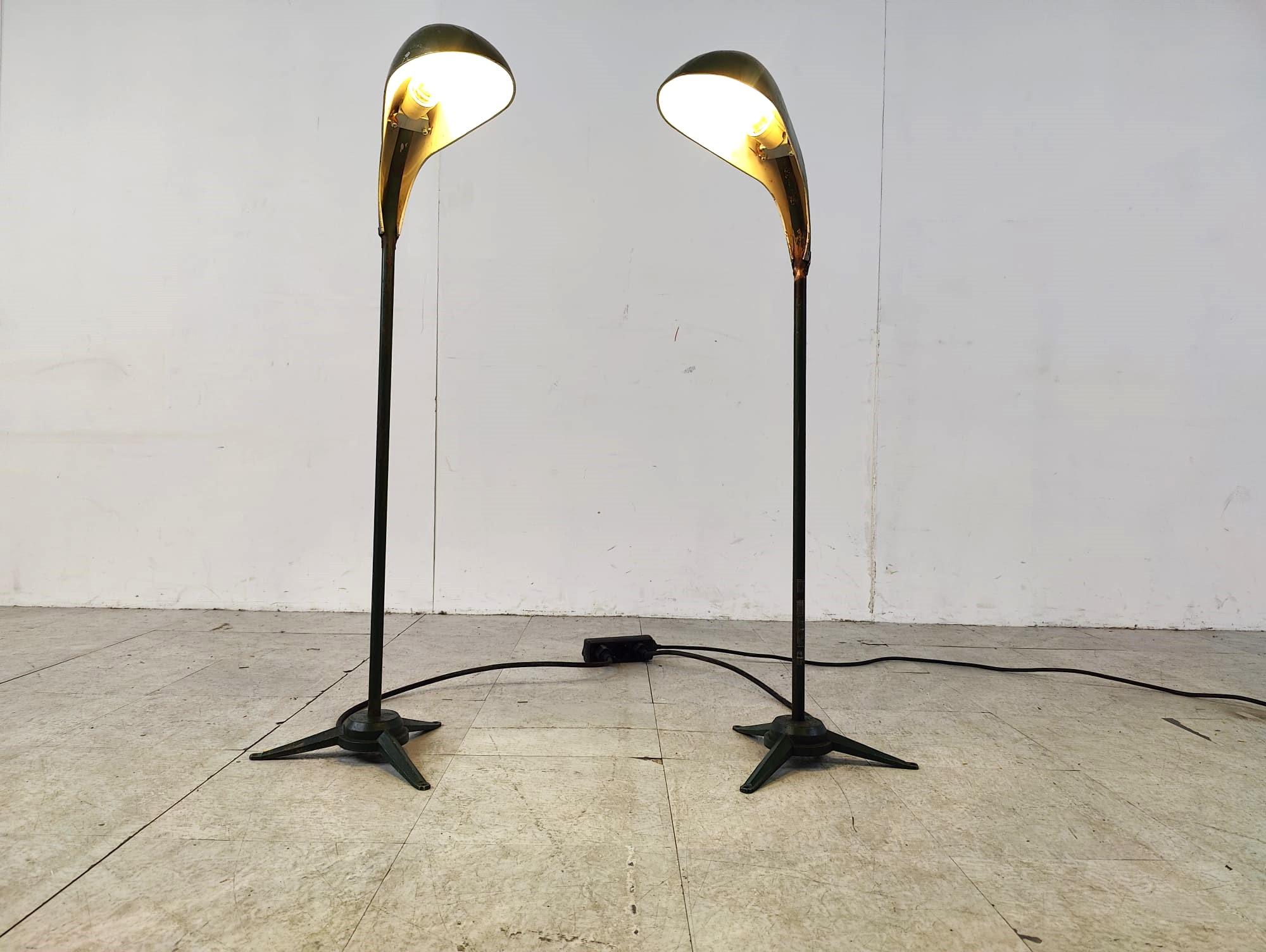 Industrial Pair of vintage metal floor lamps, 1970s For Sale