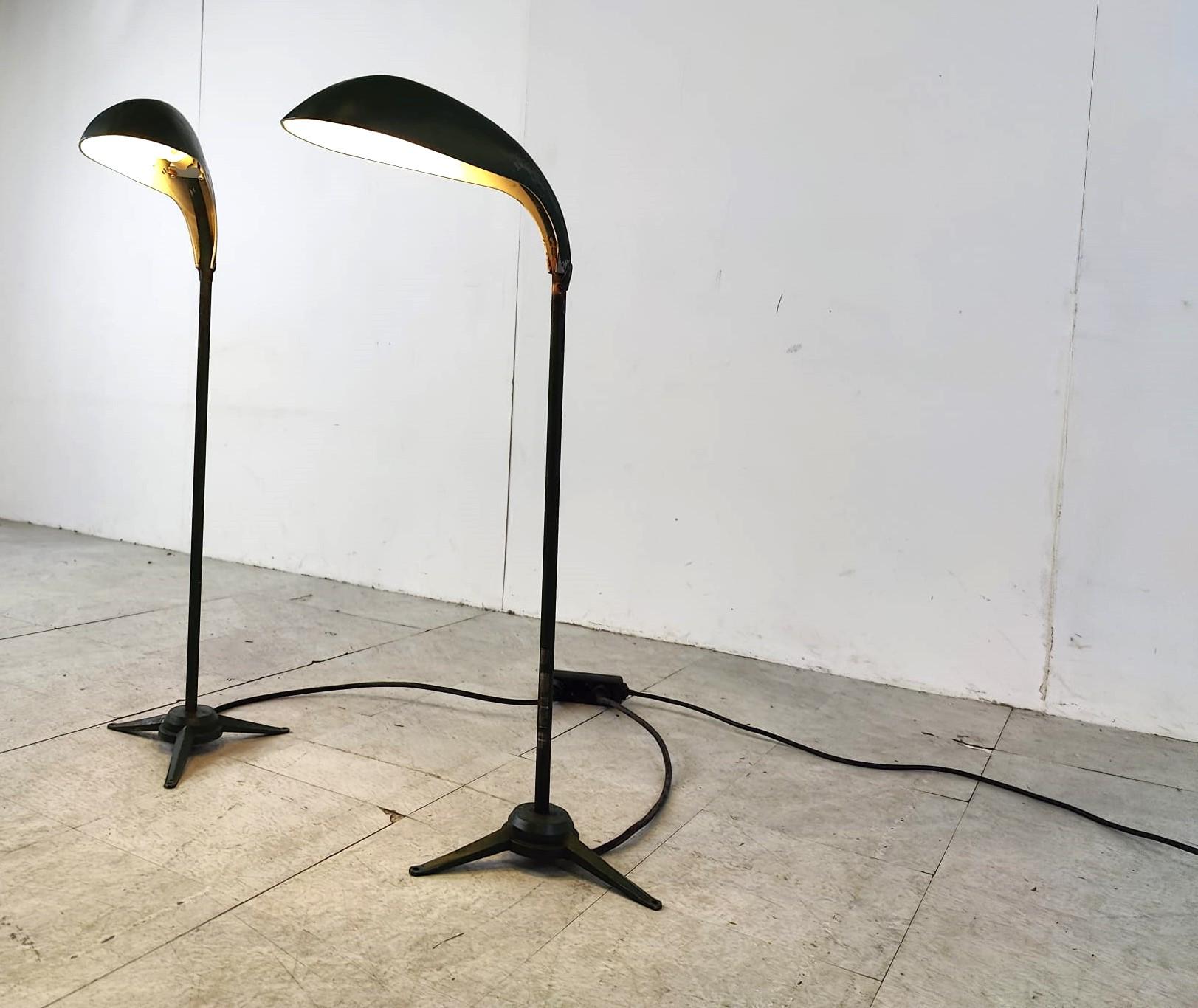 Pair of vintage metal floor lamps, 1970s In Good Condition For Sale In HEVERLEE, BE