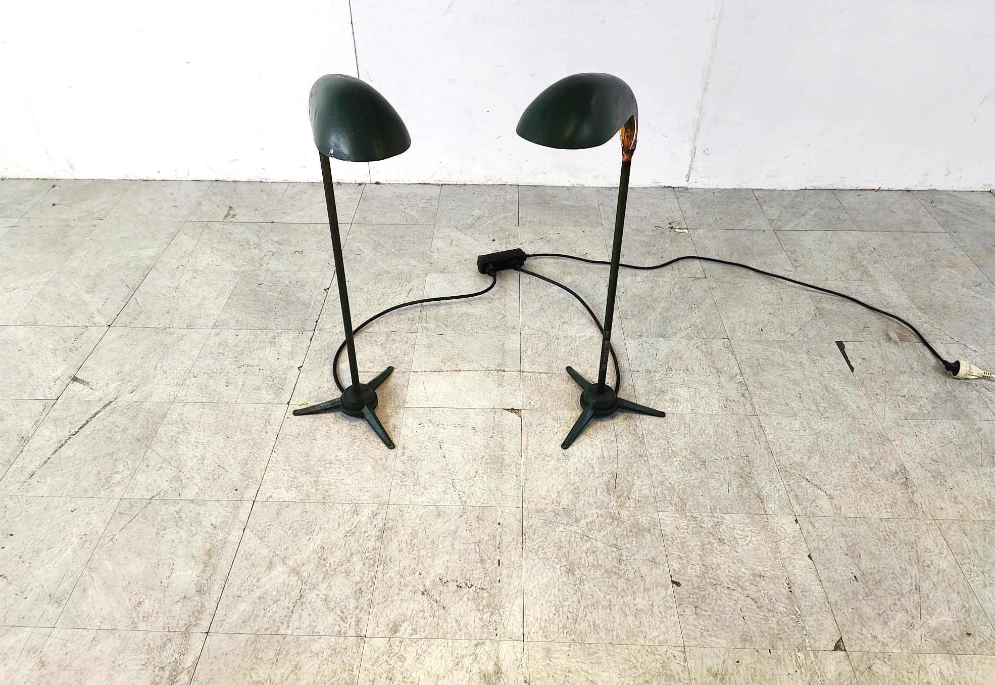 Metal Pair of vintage metal floor lamps, 1970s For Sale