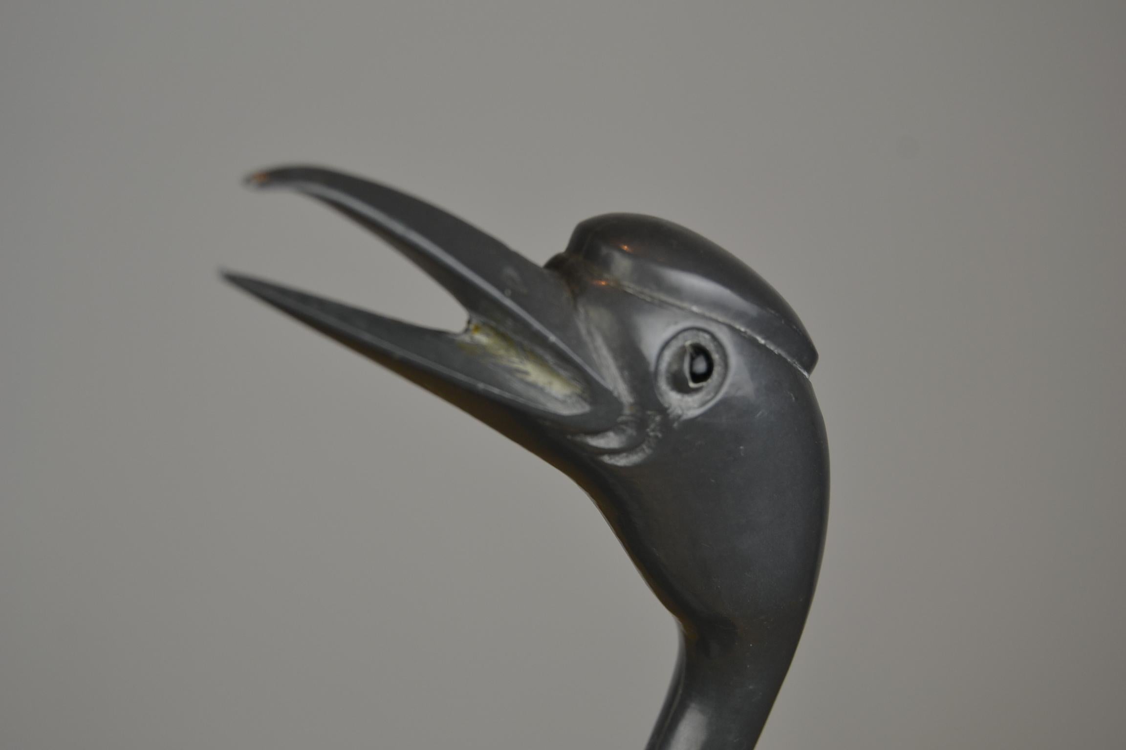 Paire de sculptures d'oiseaux grues en métal et laiton:: 1970:: Europe 3