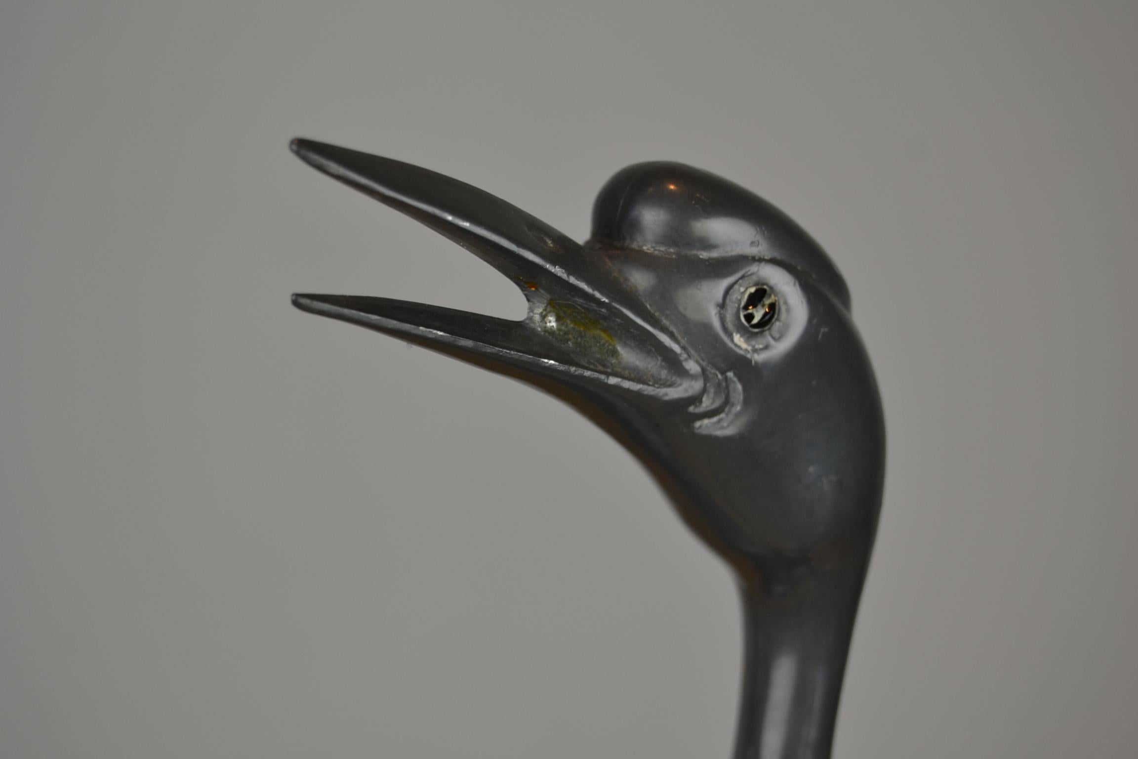 Paire de sculptures d'oiseaux grues en métal et laiton:: 1970:: Europe 2