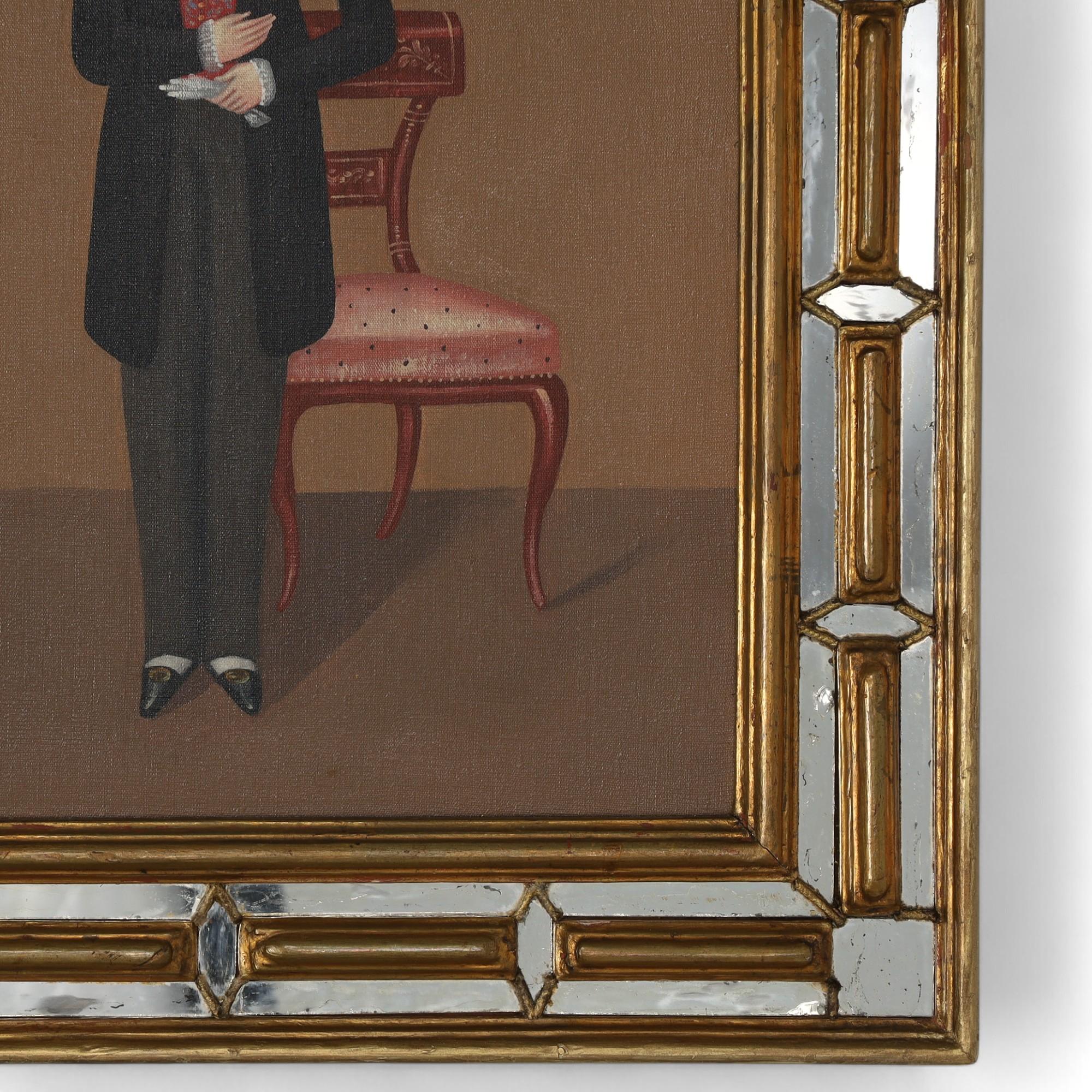 20th Century Pair of Vintage Mexican Folk Art Paintings of a Man and a Woman by Oscar Bernach For Sale