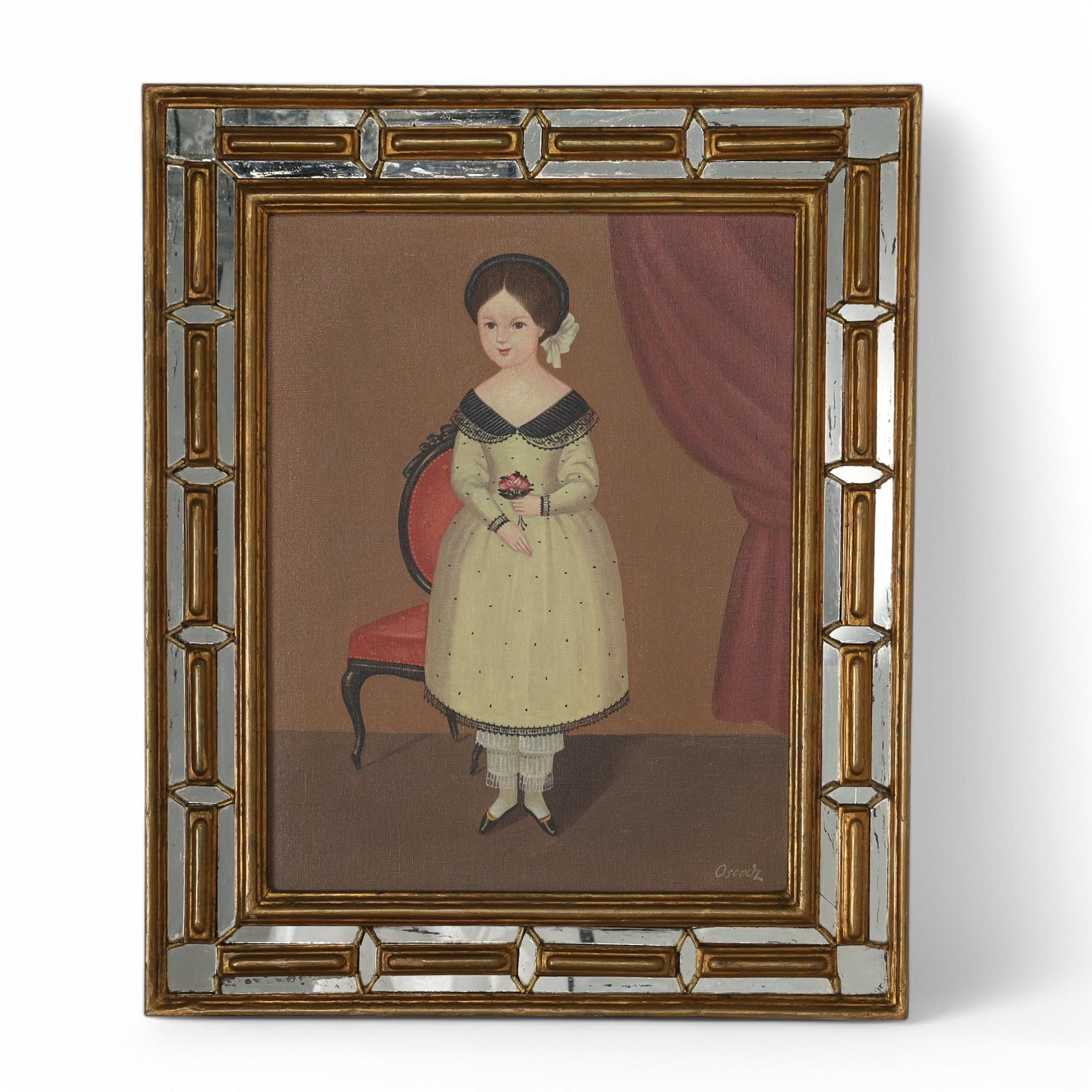 Pair of Vintage Mexican Folk Art Paintings of a Man and a Woman by Oscar Bernach For Sale 2