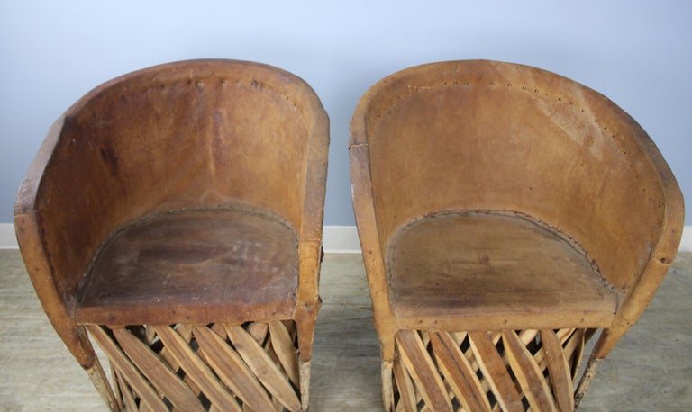 Pair Of Vintage Mexican Pig Skin Equipale Chairs At 1stdibs