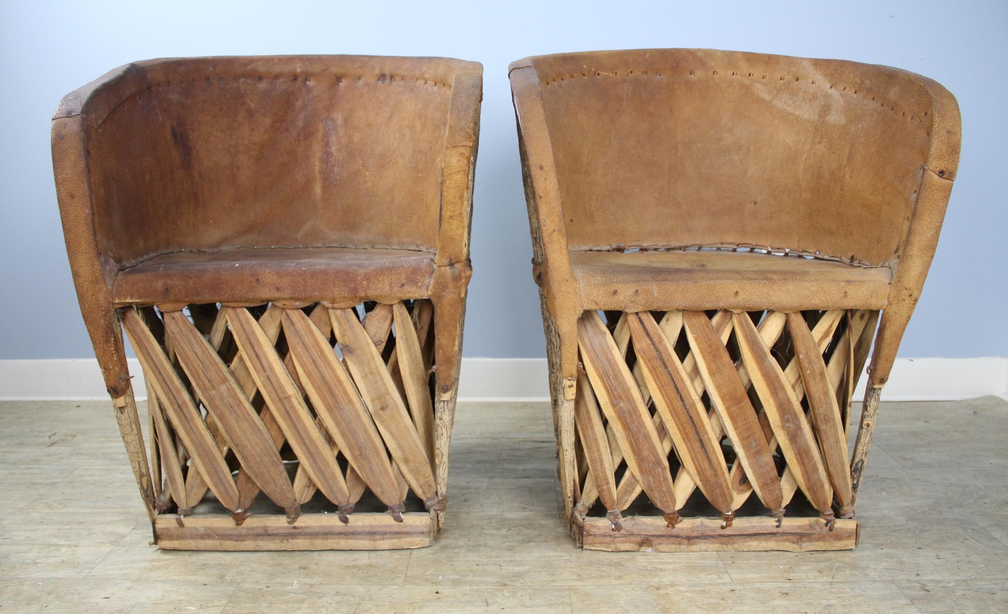 20th Century Pair of Vintage Mexican Pig Skin 