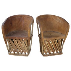 Pair of Vintage Mexican Pig Skin "Equipale" Chairs