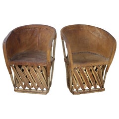 Pair of Vintage Mexican Pig Skin "Equipale" Chairs