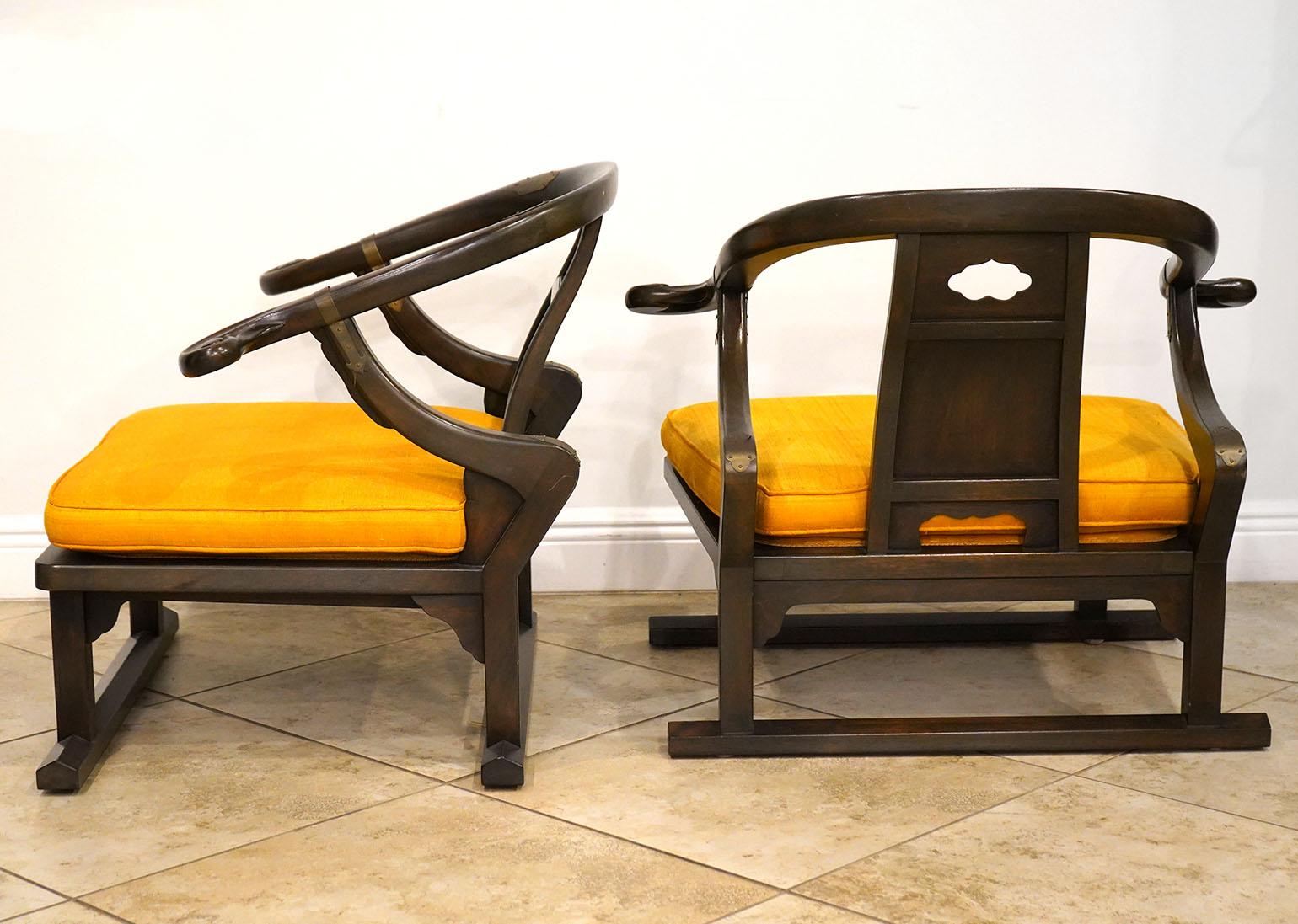 Wood Pair of Vintage Michael Taylor for Baker 'Far East' Collection Lounge Chairs For Sale