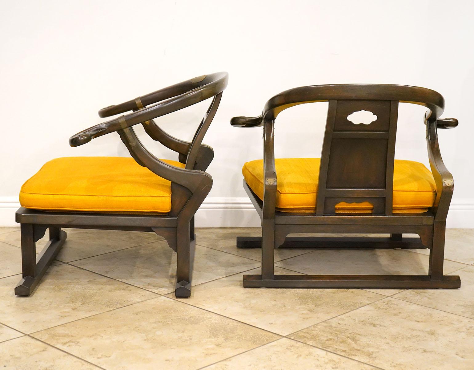 Wood Pair of Vintage Michael Taylor for Baker 'Far East' Collection Lounge Chairs For Sale
