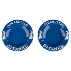 Pair of Vintage Mid 20th Century Ashtrays "Cigarettes Gitanes"
