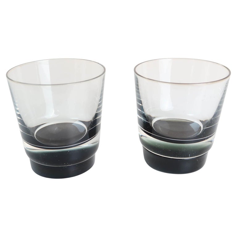 Pair of Vintage Mid-Century Black And Clear Whisky Tumblers. Scotland 1960's  For Sale at 1stDibs