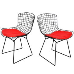 Pair of Vintage Midcentury Black Knoll Bertoia Side Chairs