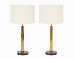 Paar Vintage Mid Century Tischlampen aus Messing und Marmor von Nessen