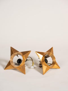 Coppia di plafoniere a stella in ottone d'epoca della metà del secolo scorso, Spagna, anni '60