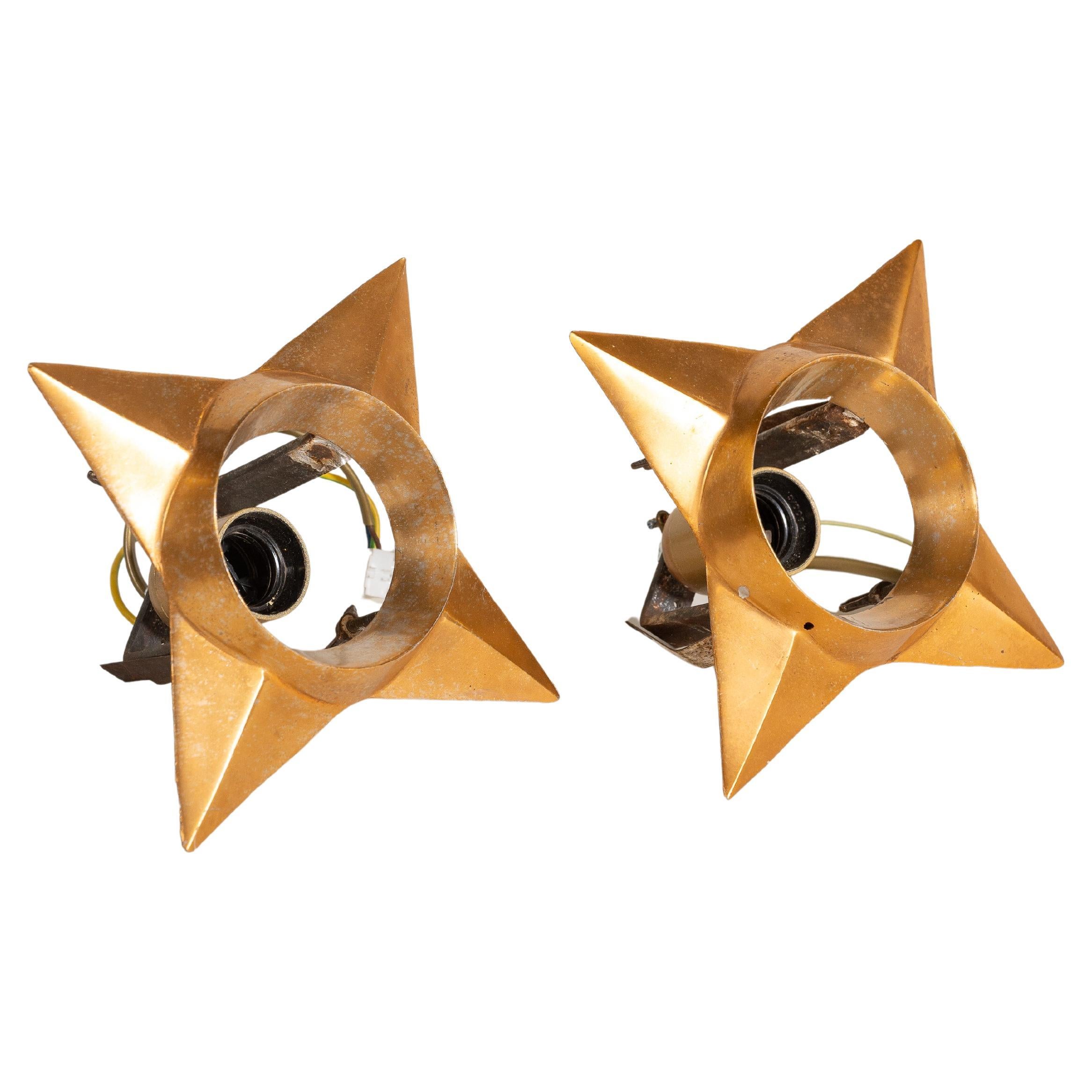 Coppia di plafoniere a stella in ottone d
epoca della metà del secolo scorso, Spagna, anni
60